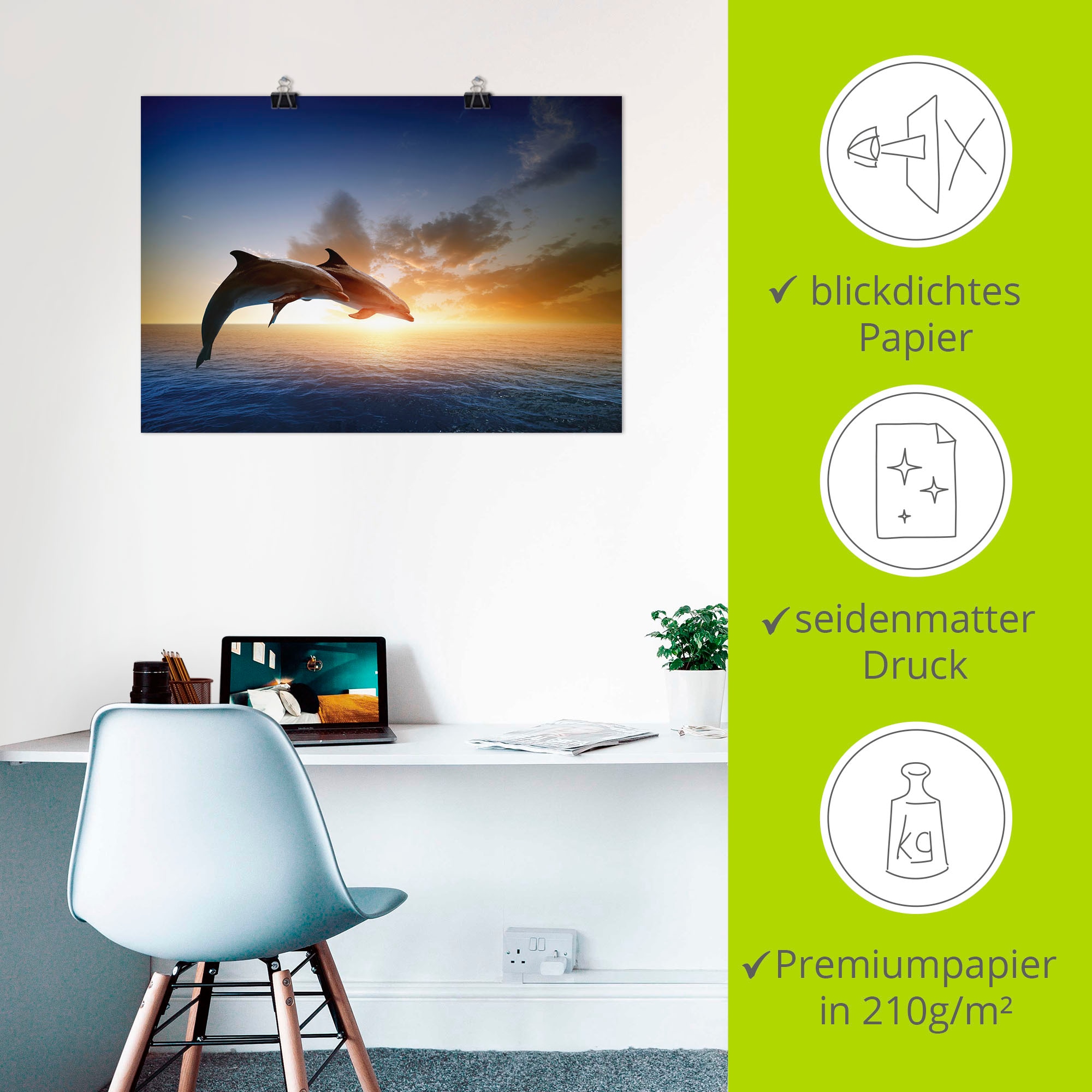 Artland Wandbild »Delfinpaar« Wassertiere 1 Stk. tlg. als Leinwandbild, Poster in verschied. Größen