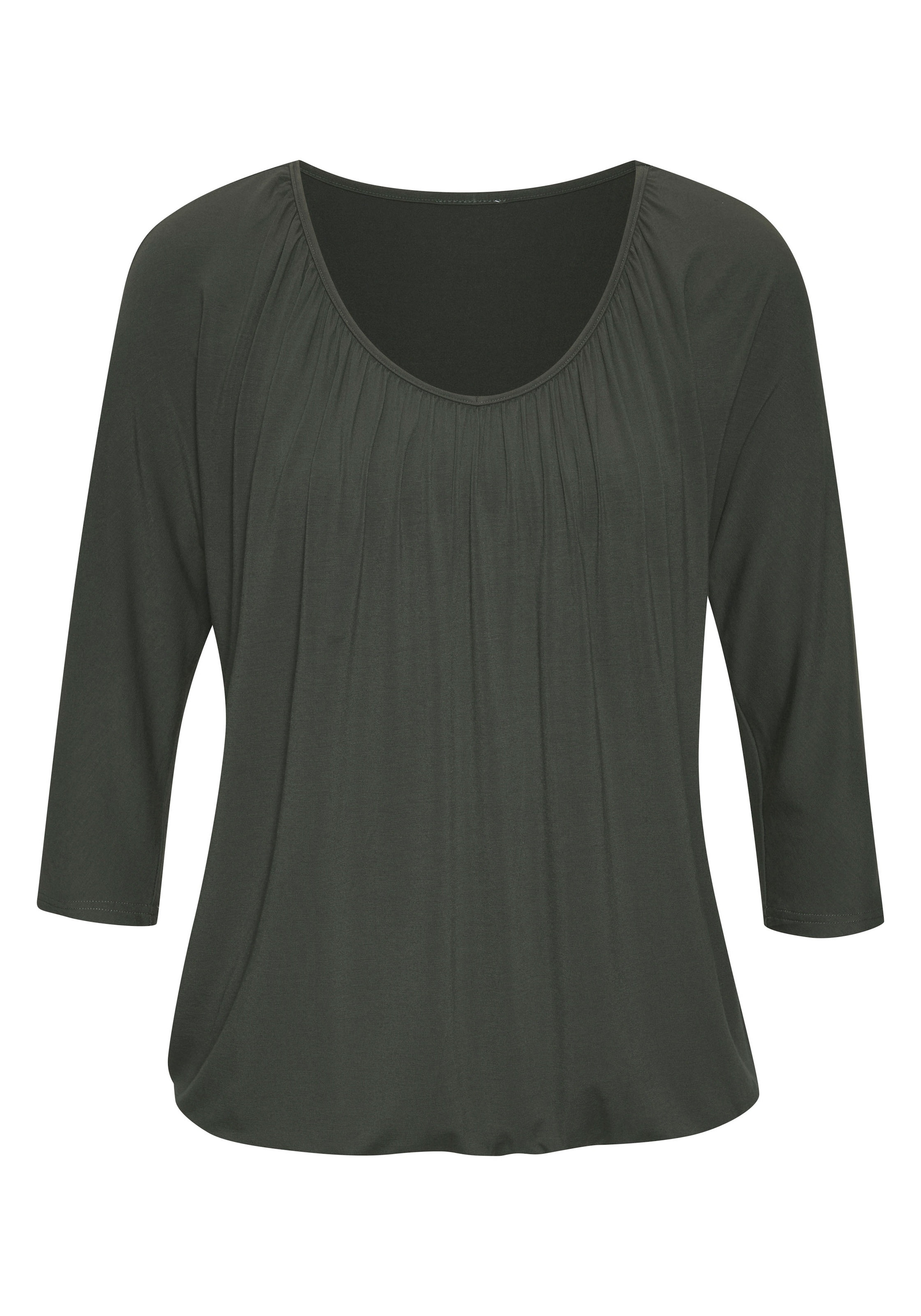 LASCANA 3/4-Arm-Shirt »mit zarter Raffung am Ausschnitt«, aus weichem Viskose-Stretch