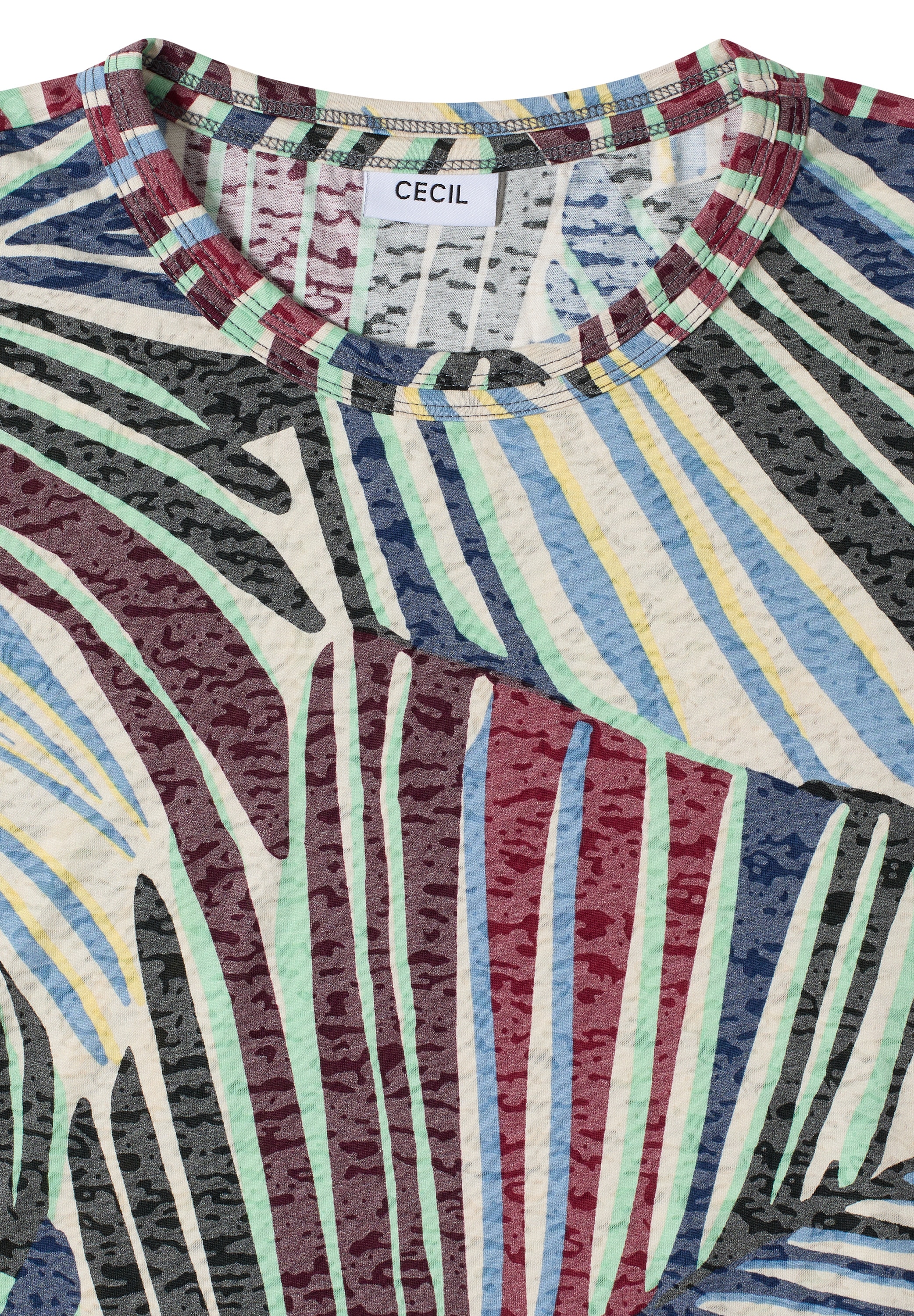 Cecil Kurzarmshirt Sommershirt im Ausbrenner-Look mit Print