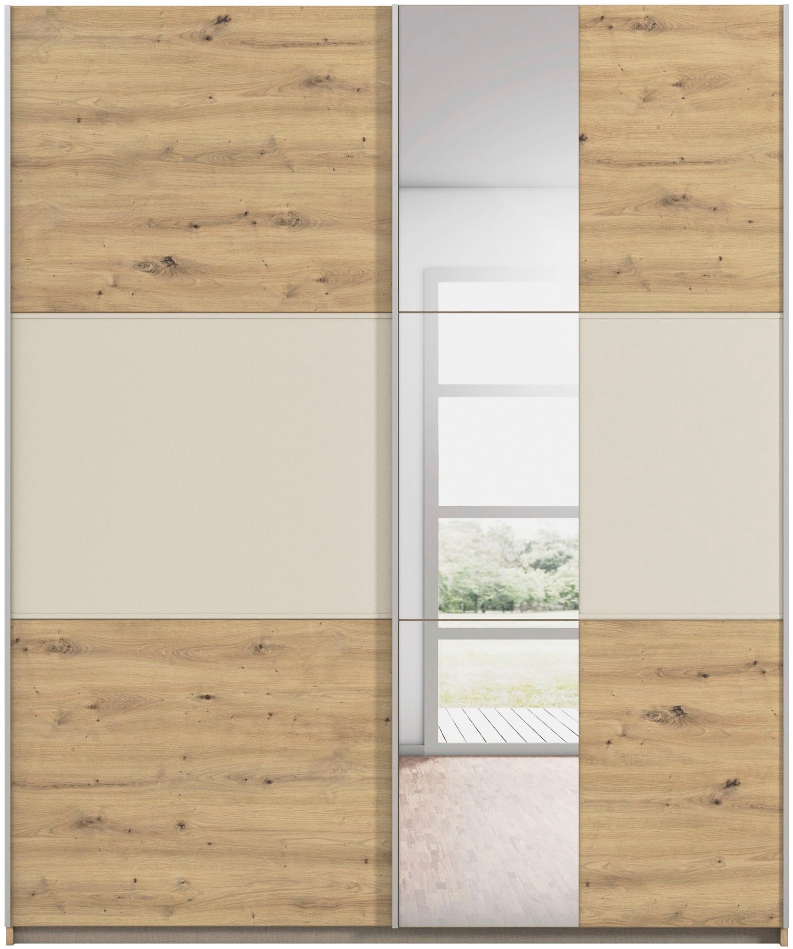 OTTO home Kleiderschrank »Mehrzweckschrank Aktenschrank Möbel Mietswohnung TOPSELLER  ASTANA« 3 Ausstattungen BASIC/CLASSIC/PREMIUM (inkl. SOFT-CLOSE-FUNKTION),  mit 3 Spiegelelementen, Metallgriffleisten alufarbig MADE IN GERMANY