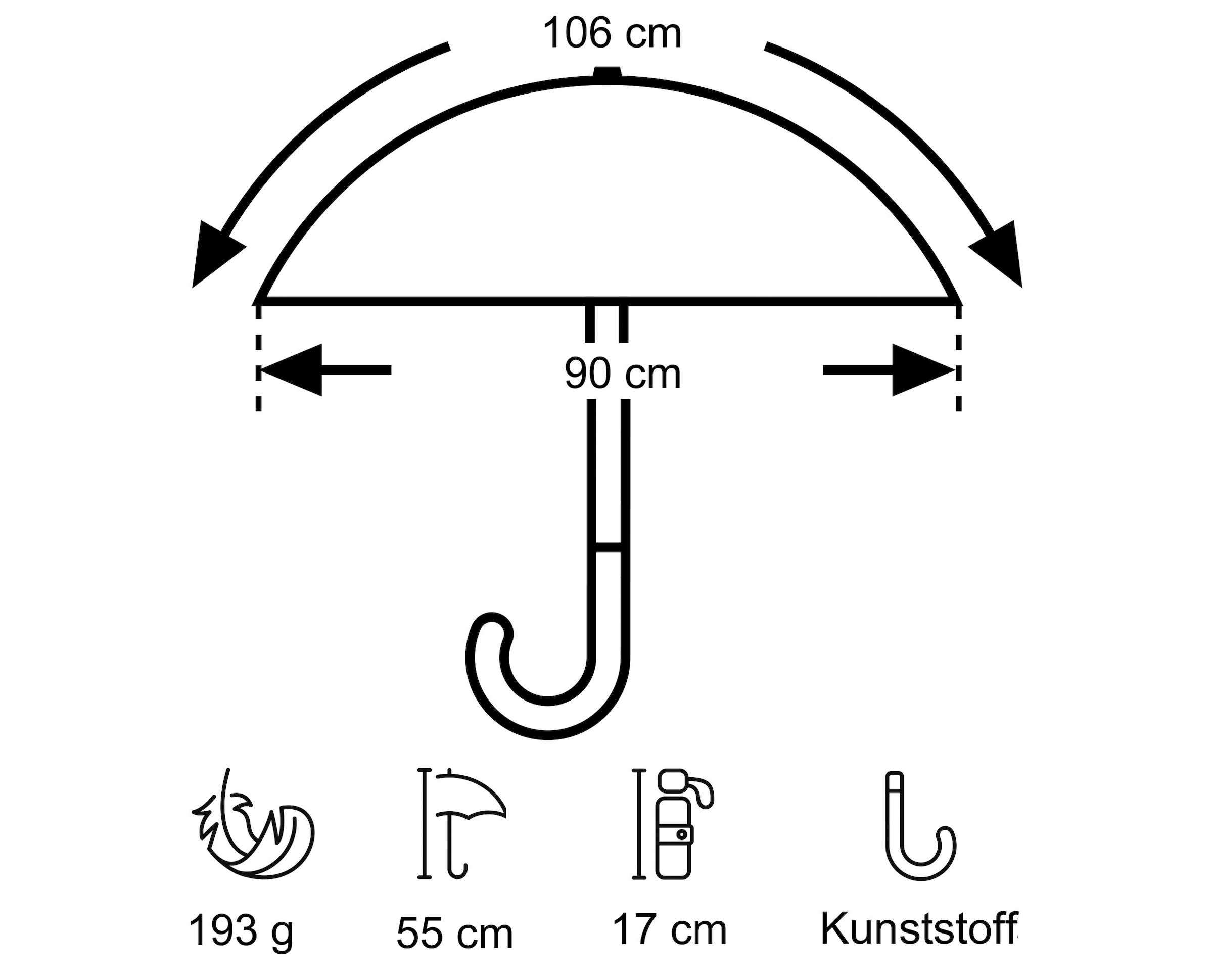 EuroSCHIRM® Taschenregenschirm »Der kleine Riese, schwarz«, besonders leicht, super flach und extra klein