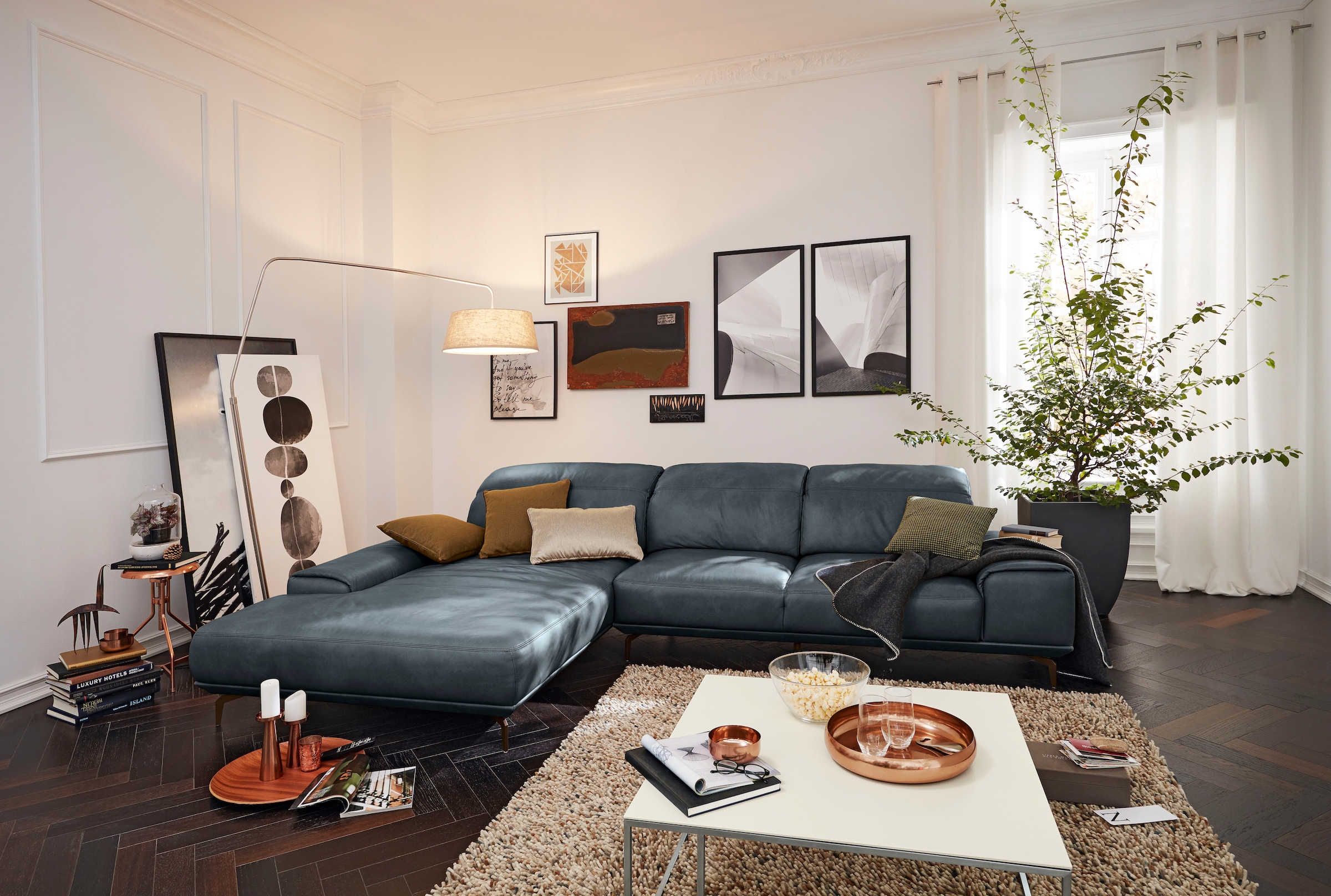 Musterring Wohnlandschaft »MR 2490«, Bronze-Fuß Sitzhöhe 46cm, wahlweise mit Funktionen, Maße 342 x 207 cm