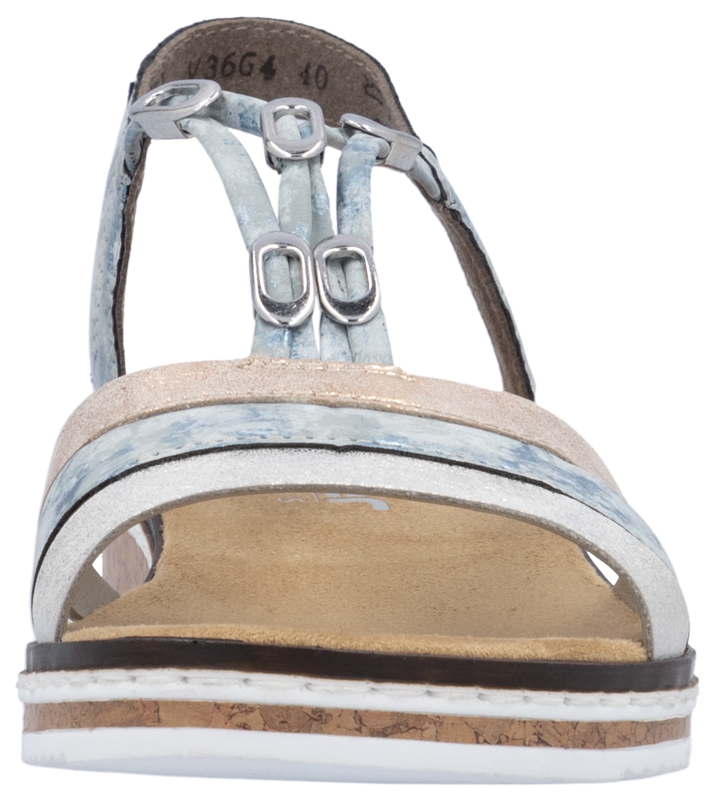 Rieker Riemchensandale  , Sommerschuh, Sandalette, Keilabsatz, mit dezenter Schmuckverzierung