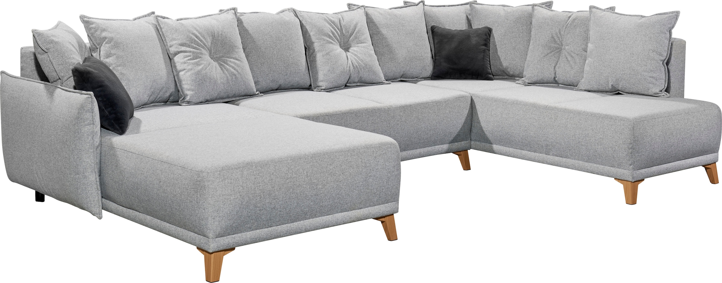ED EXCITING DESIGN Wohnlandschaft »Pamplona U-Form«, mit Bettfunktion, Bettkasten & Zierkissen