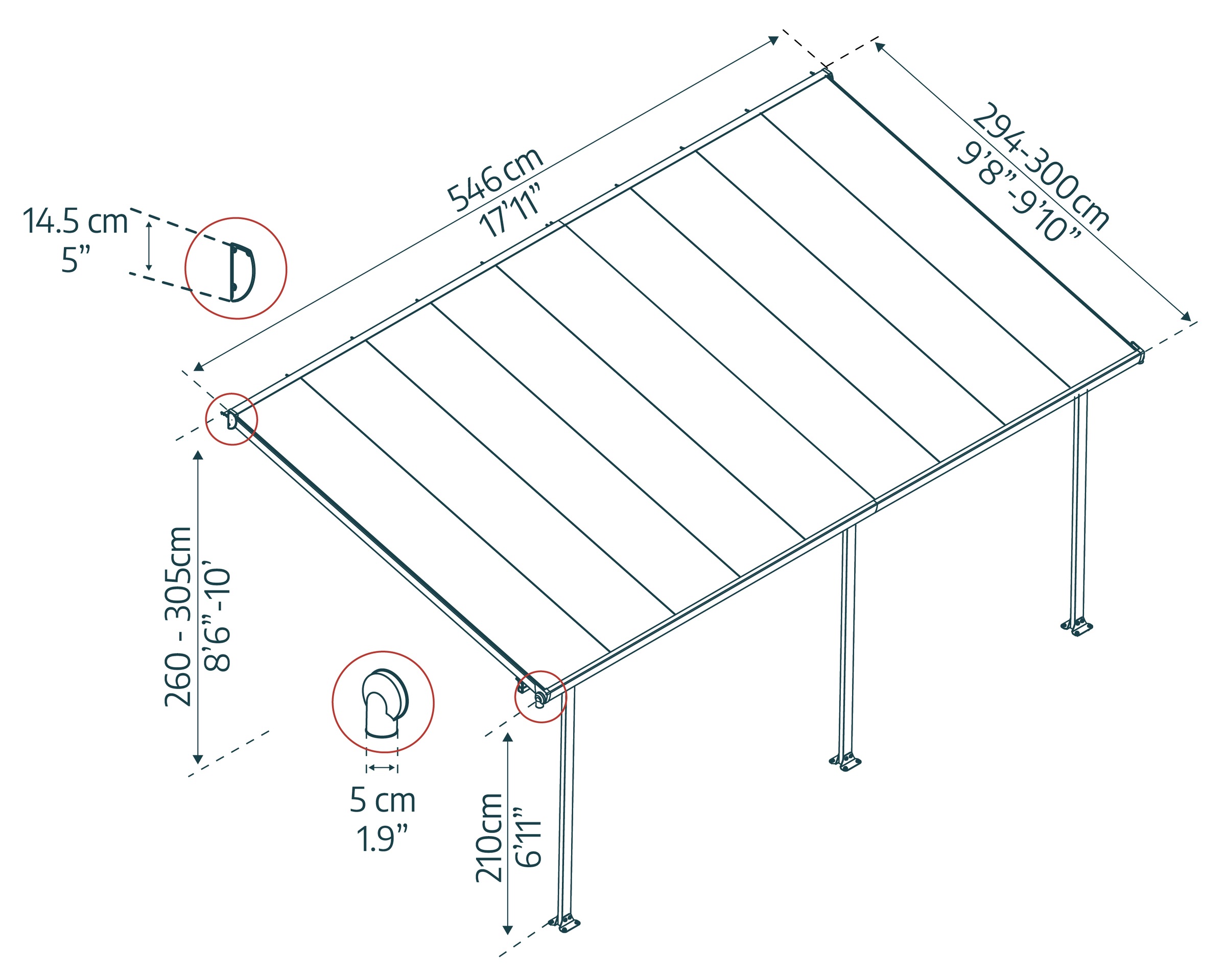 Palram - Canopia Terrassendach »Feria Alu Terrassenüberdachung«, einfache DIY Montage