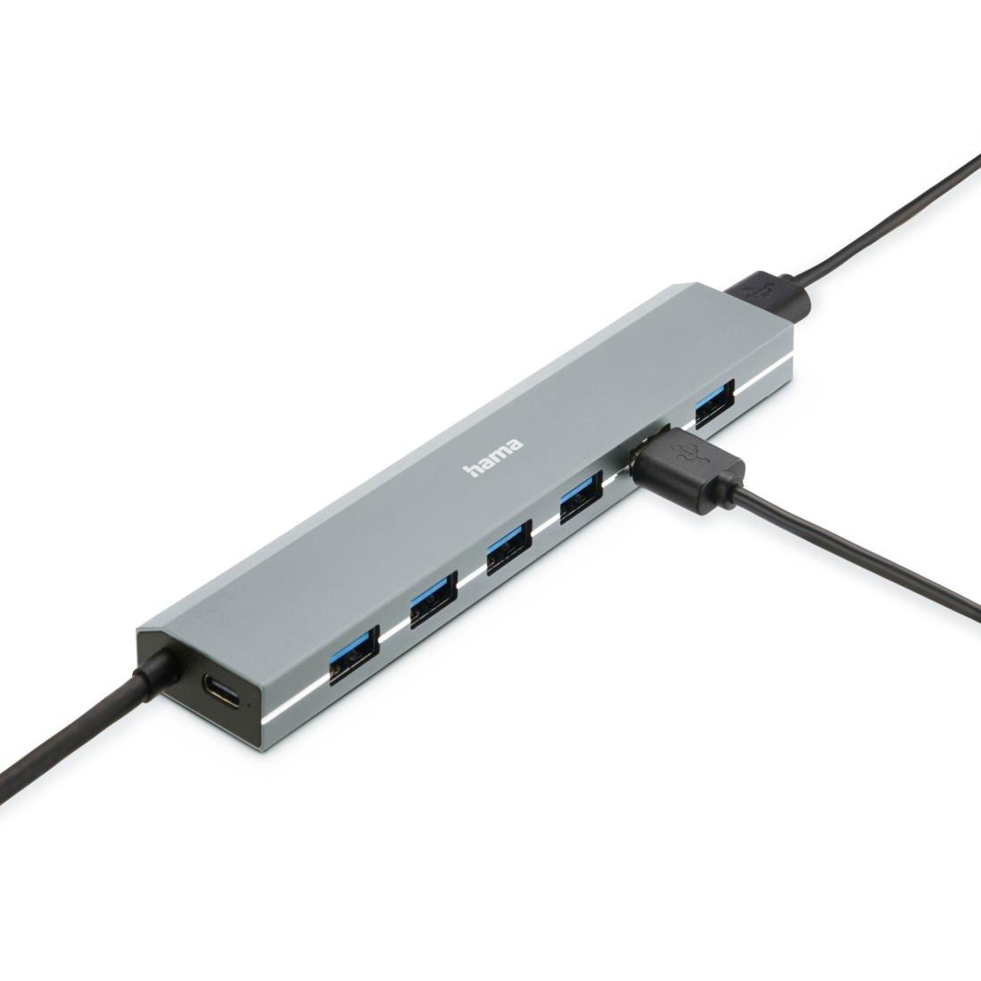 Hama USB-Adapter »USB Hub mit Netzteil und Adapter, 7 Ports mit USB C und USB A Stecker«, 100 cm