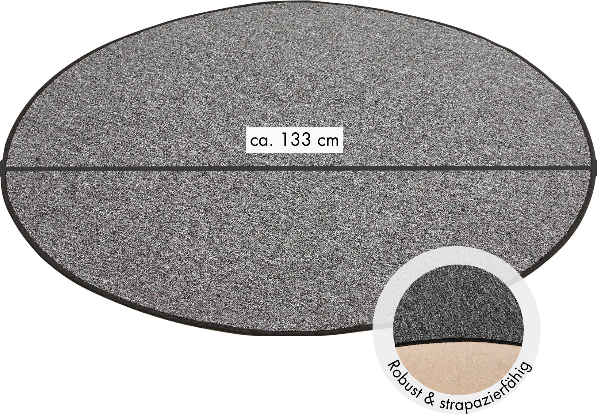 Andiamo Teppich »Luton, Made in Germany«, rund, 5 mm Höhe, melierte Optik, ideal im Wohnzimmer & Schlafzimmer