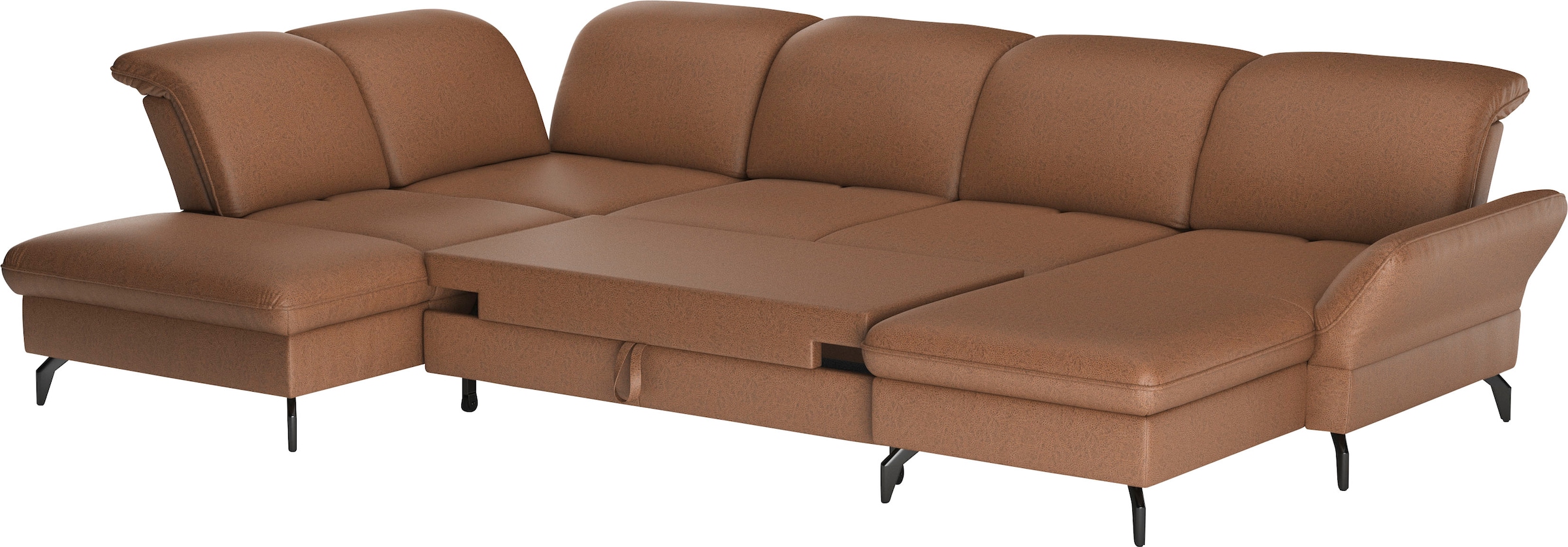 sit&more Wohnlandschaft »Leandro U-Form«, Wahlweise mit Bett-, Kopfteil - und Armlehnfunktion, sowie Bettkasten