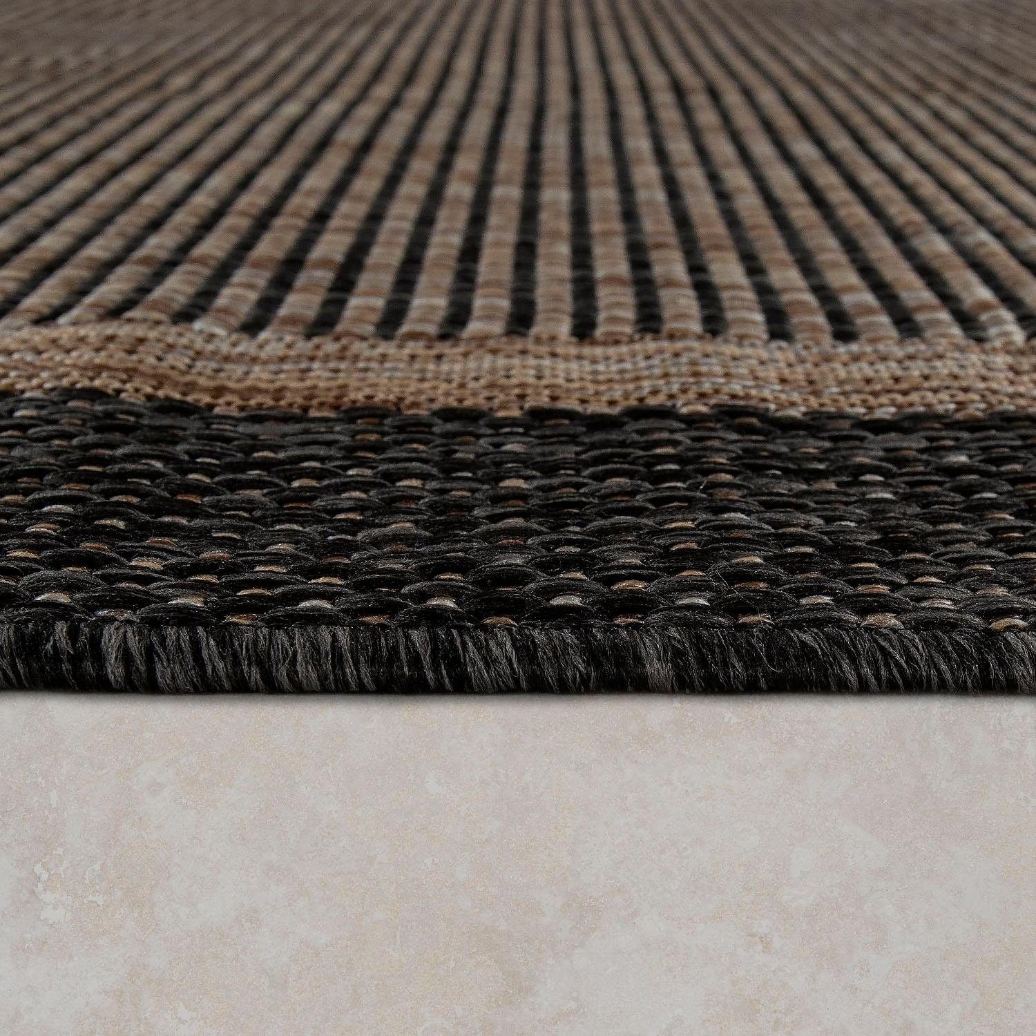 Paco Home Teppich »Illusion 325«, rechteckig, 5 mm Höhe, Flachgewebe, meliert, mit Bordüre, Outdoor geeignet, UV-beständig