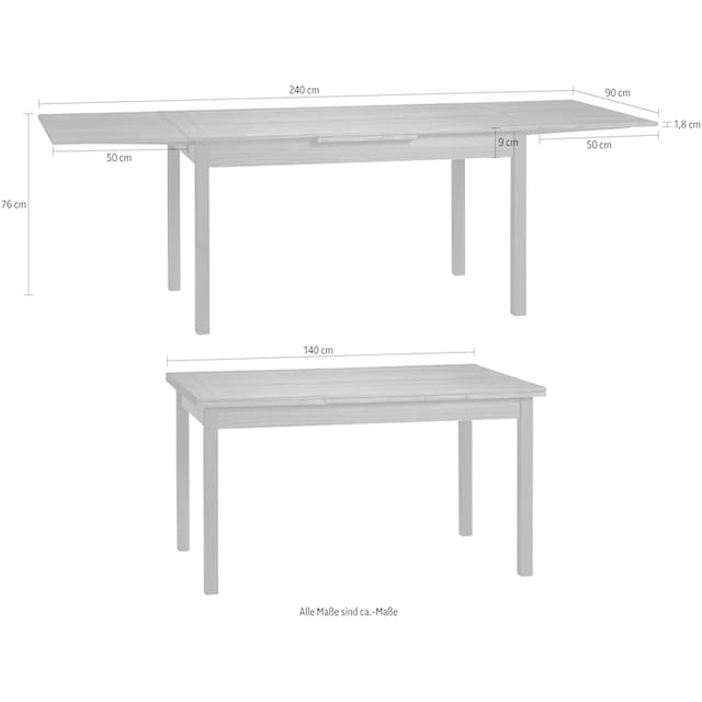 Hammel Furniture Esstisch »Basic by Hammel Dinex«, Tischplatte aus Eiche  Furnier, Gestell aus Massivholz, in zwei Breiten auf Rechnung bestellen