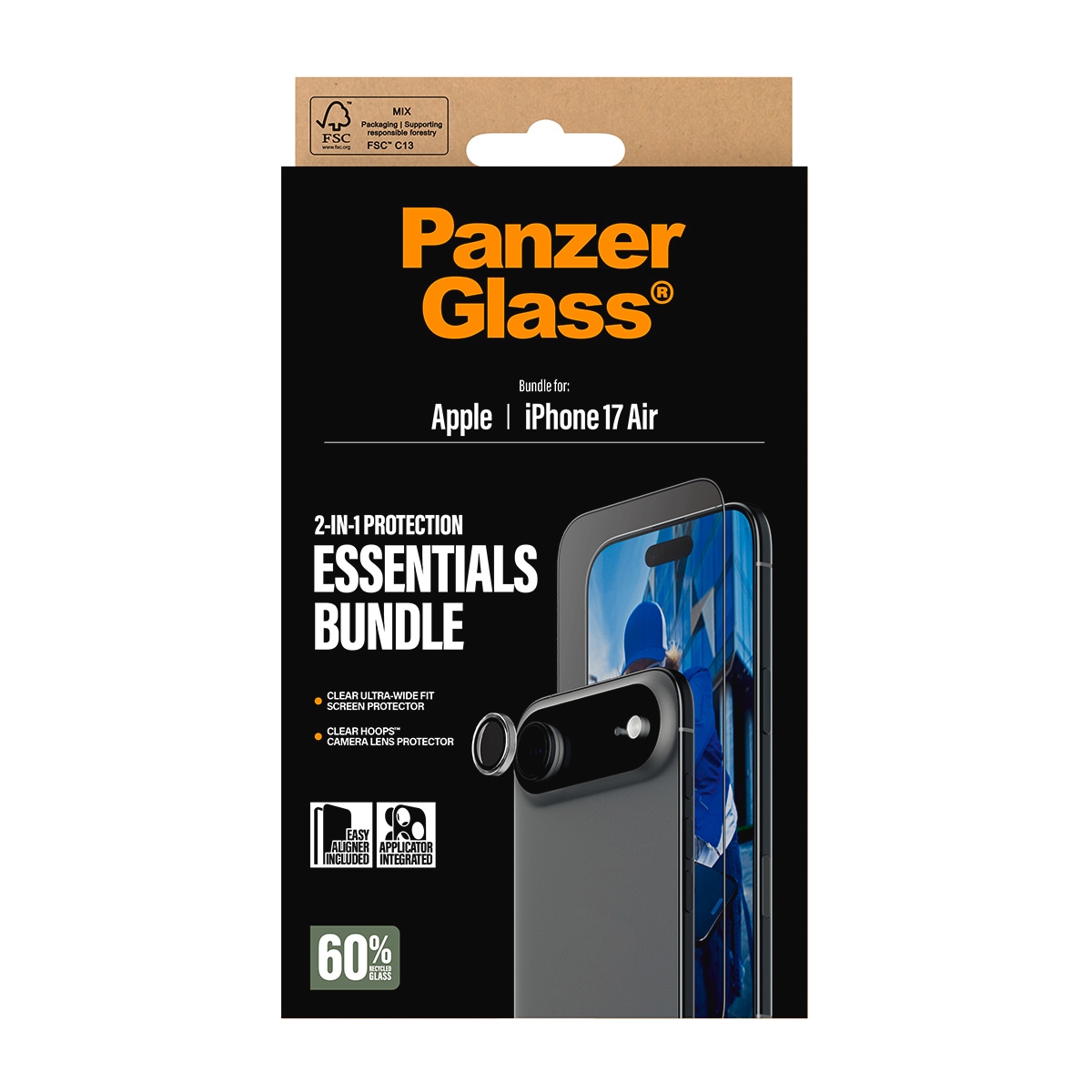 CARE by PanzerGlass Displayschutzglas »2-in-1 Protection Essentials Bundle« für Apple iPhone Air Displayschutzfolie, Schutzfolie, Bildschirmschutz, kratz- & stoßfest