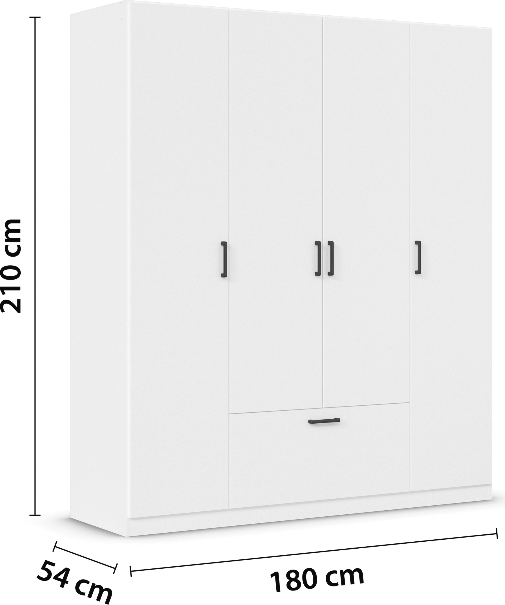 rauch Drehtürenschrank »Kleiderschrank Schrank Garderobe Wäscheschrank BARI«, mit Schubasten mittig, moderner Griff in Graumetallic MADE IN GERMANY