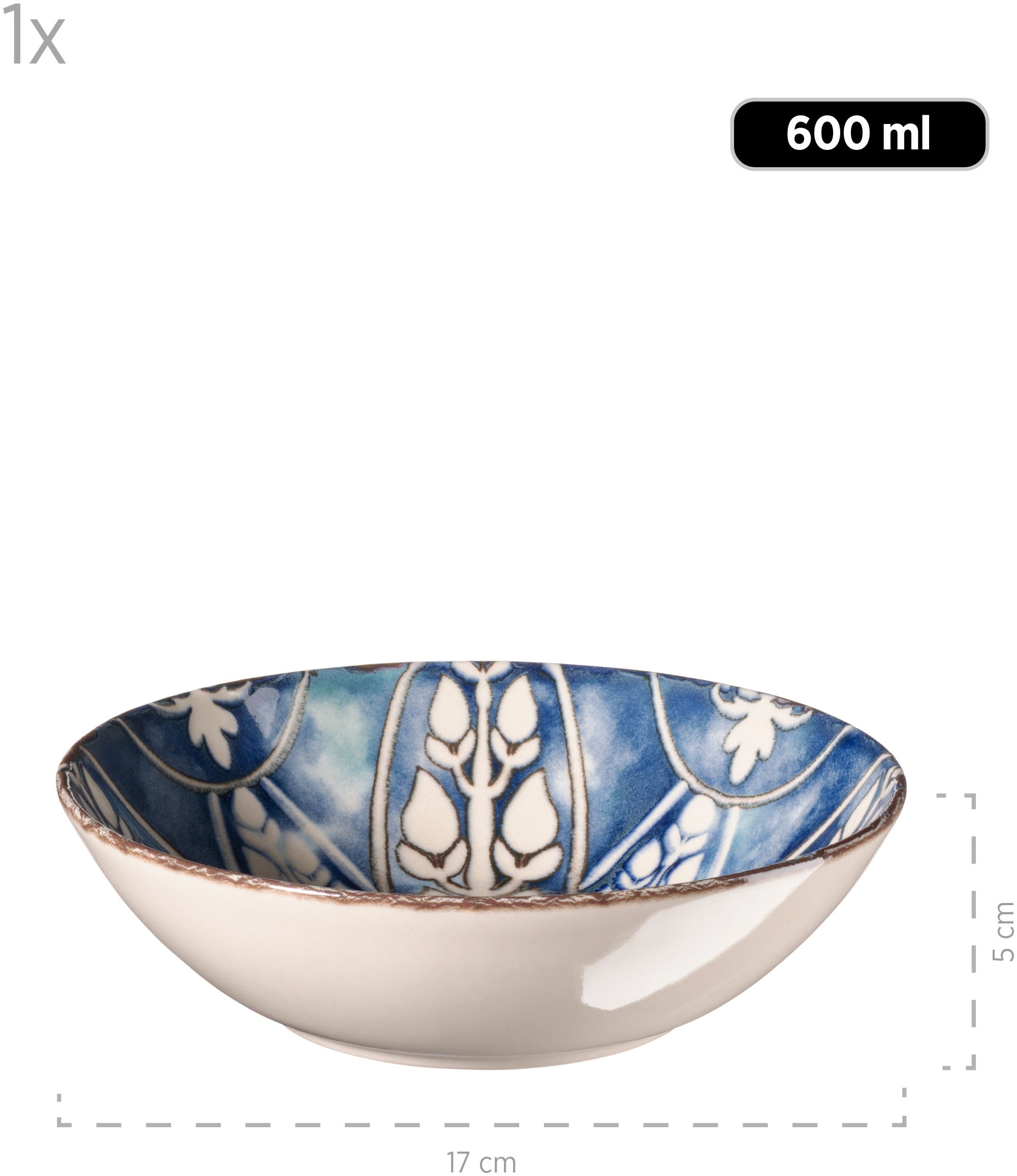 MÄSER Salatschüssel »IBERICO BLUE, Salatschüssel-Set, Steinzeug« 5 Stk. aus Steinzeug