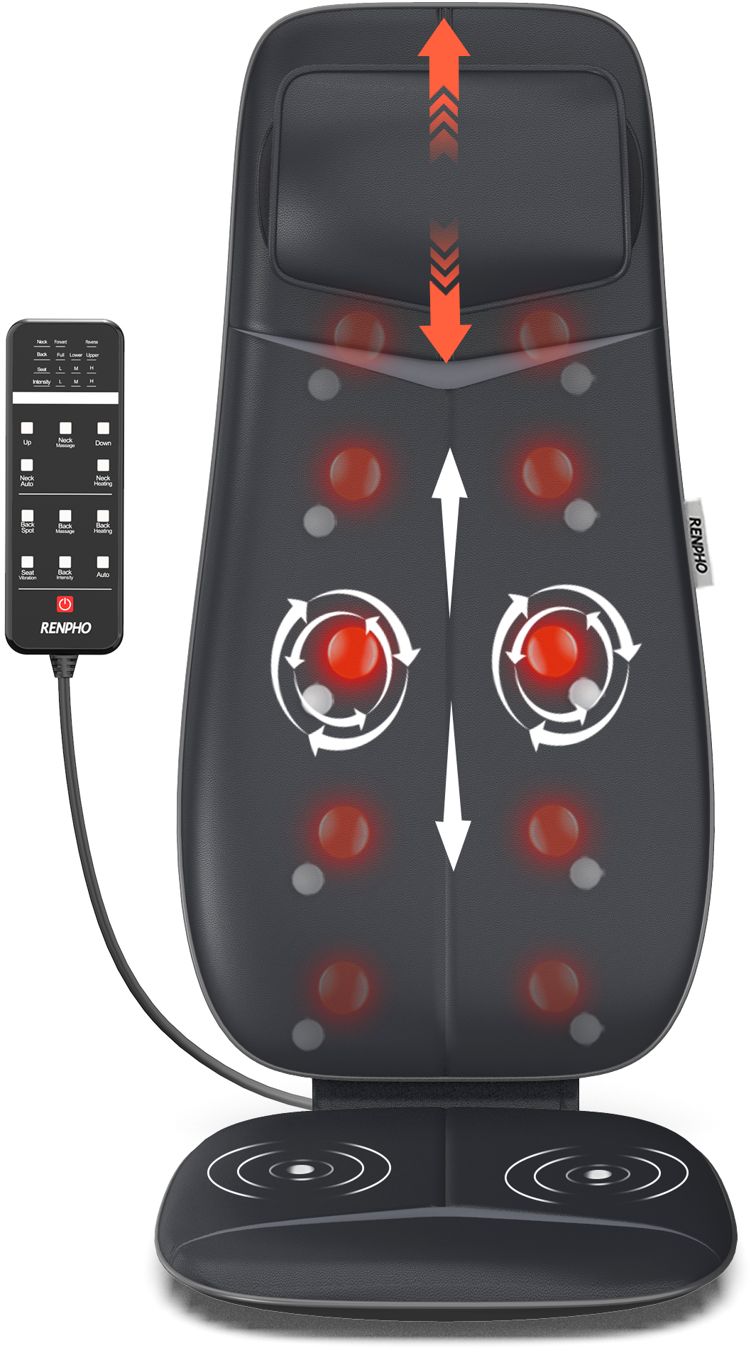 RENPHO Shiatsu-Massagesitzauflage »Neck & Back Massager Cushion S BM076« für Tiefenentspannung des Nackens & Rückens -- Wärme & Vibration schwarz...