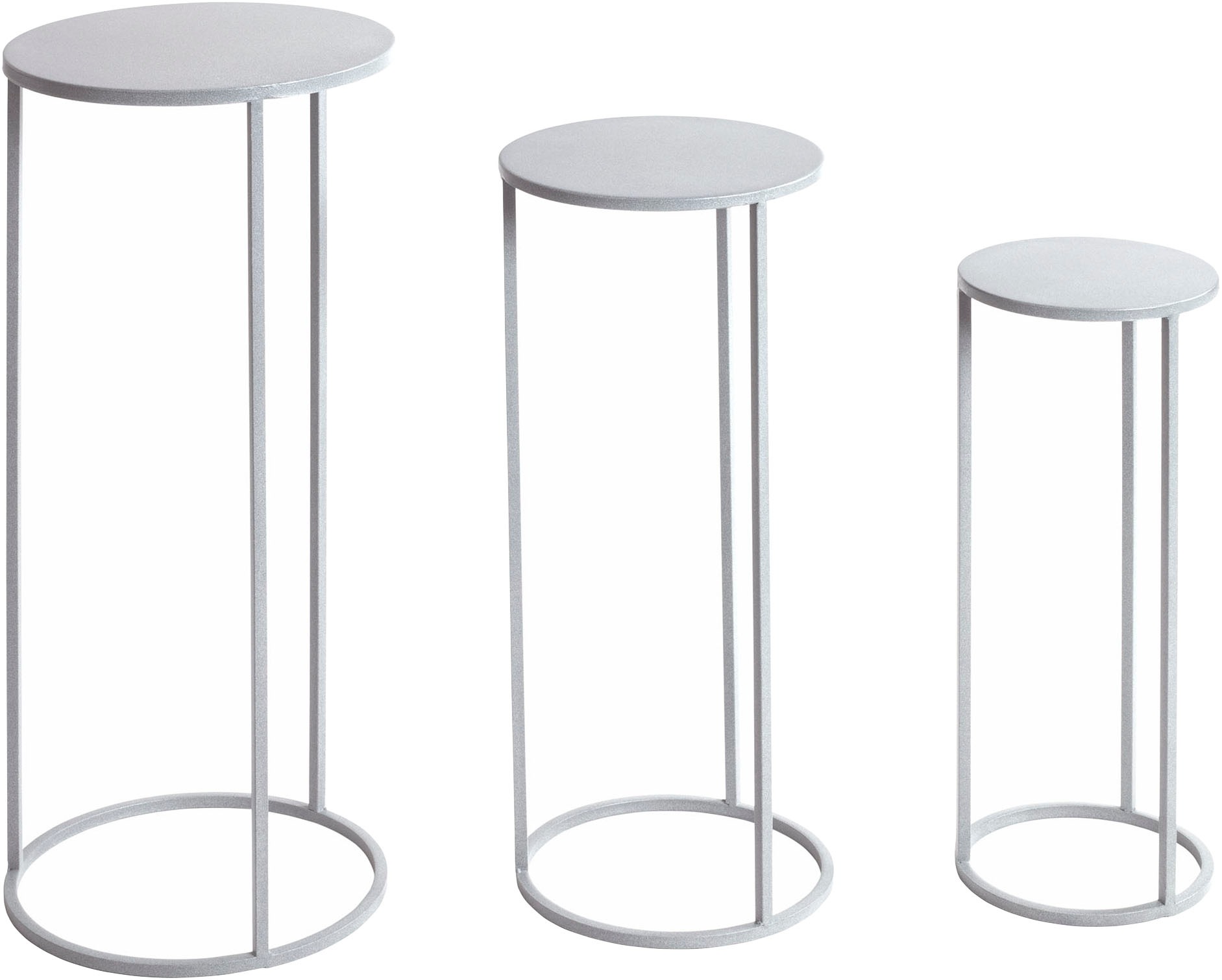 HAKU Blumentisch »Blumenpodest, Blumenständer, Pflanzsäule« Set, 3er Set, 3 Stk. tlg. rund - aus Metall Grau - Ø/H 20/50 und 25/60 und 30/70 cm