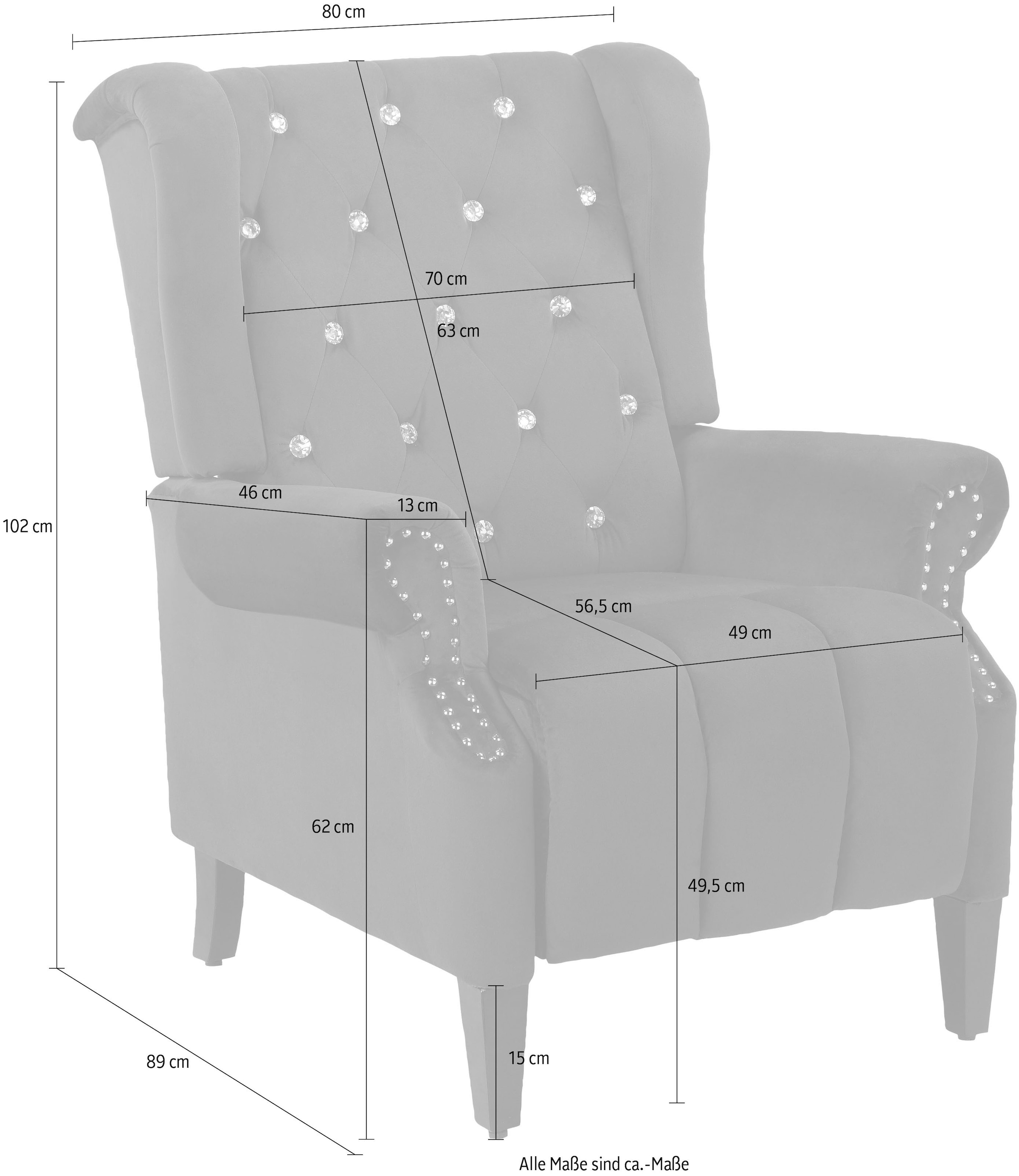 Leonique Relaxsessel »Childebert«, (1 St.), mit Verstellung, Sitz und Rücken gepolstert, Sitzhöhe 49,5 cm