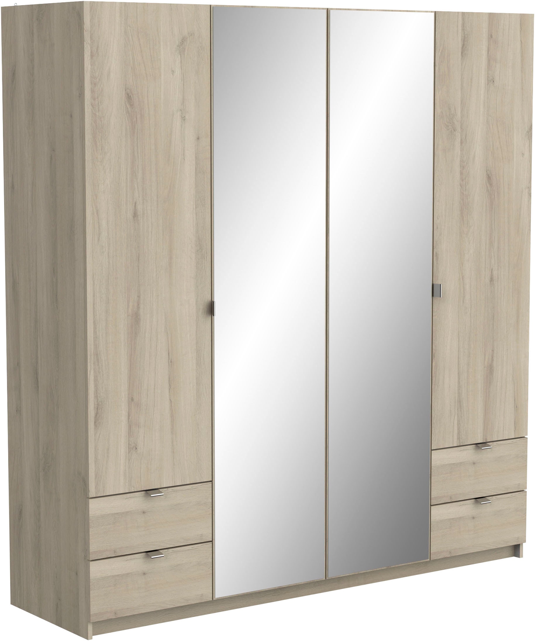 Demeyere GROUP Kleiderschrank »Mellie, 2 Spiegel, 4 Schubladen, 36 Regale, 2 Kleiderstangen«, (H/B/ T ca. 191/180/52cm), maximaler Stauraum, Made in France