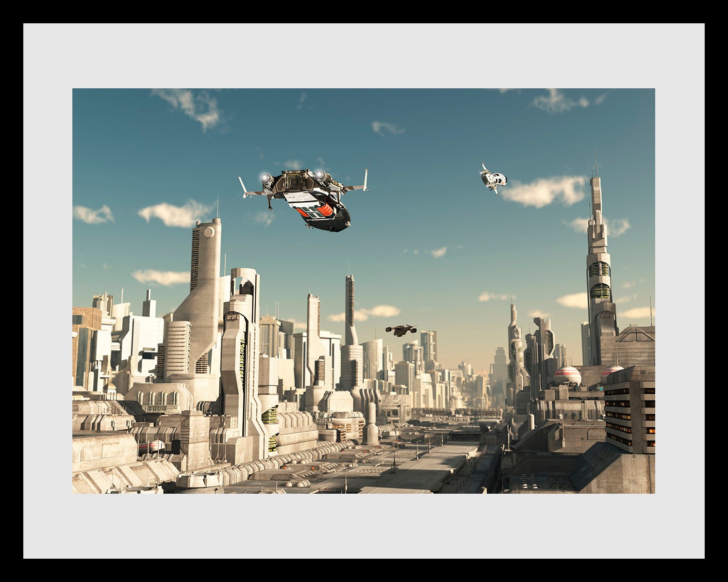 queence Bild »FUTURAMA«, Städte-Stadt-Flugzeuge-Himmel-Film, (1 St.), HD Pr günstig online kaufen