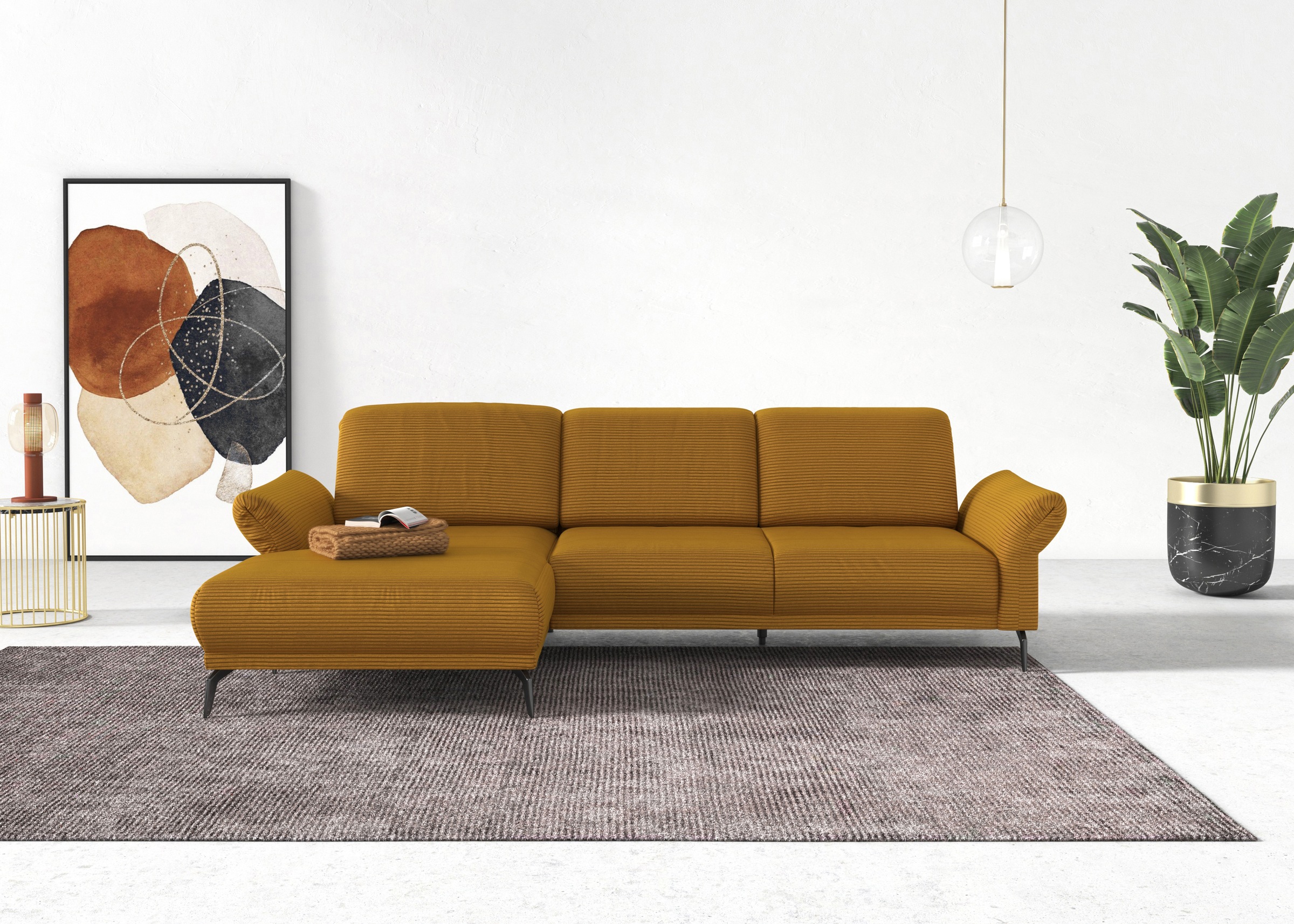 INOSIGN Ecksofa »Coco L-Form«, Sitztiefen-, Arm- und Kopfteilverstellung, Cord-Bezug, Fußhöhe 15 cm