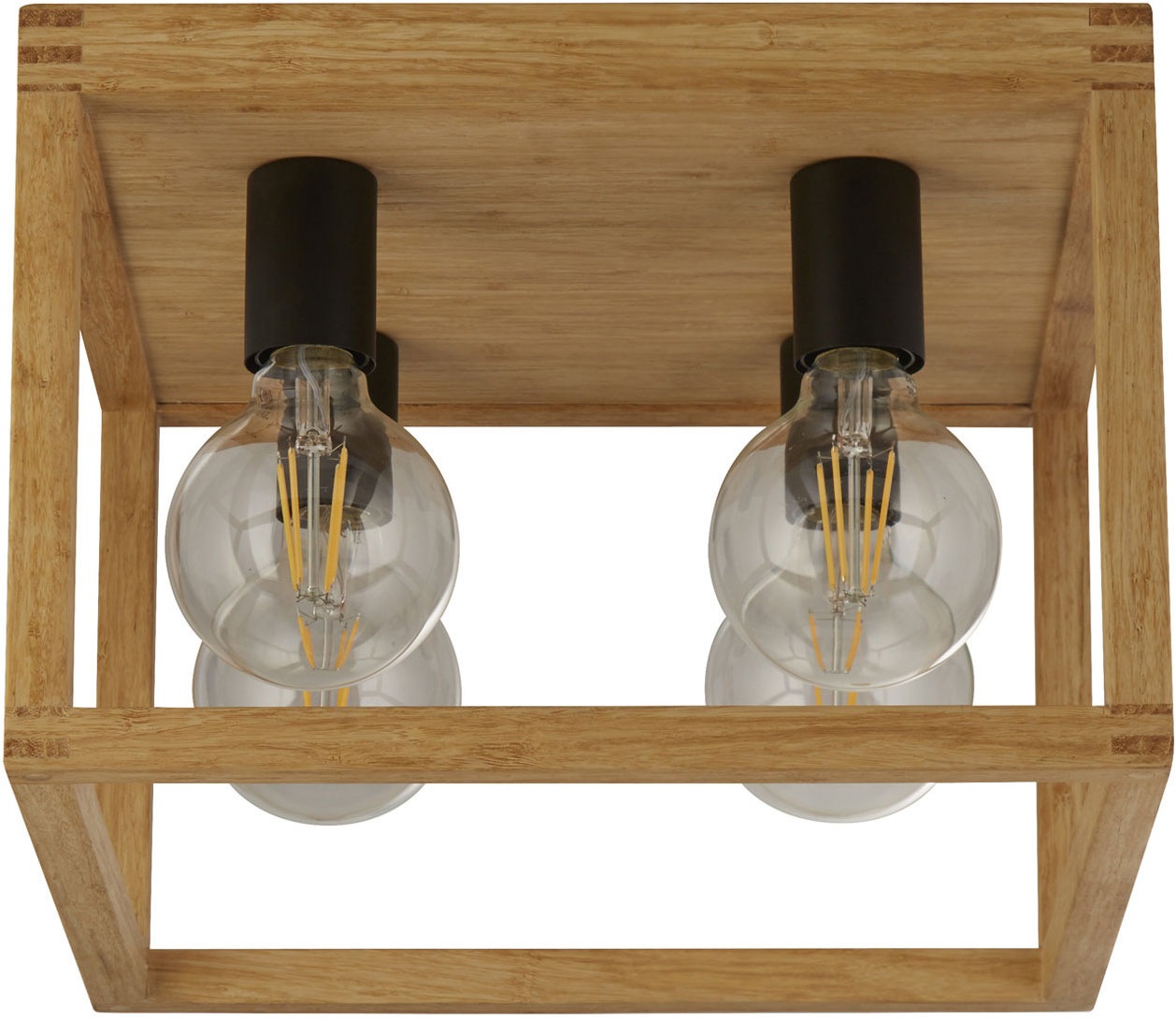 Searchlight Deckenleuchte »Square 4Lt Deckenleuchte - Naturholz & Schwarzes Metall« E27 1 Stk.