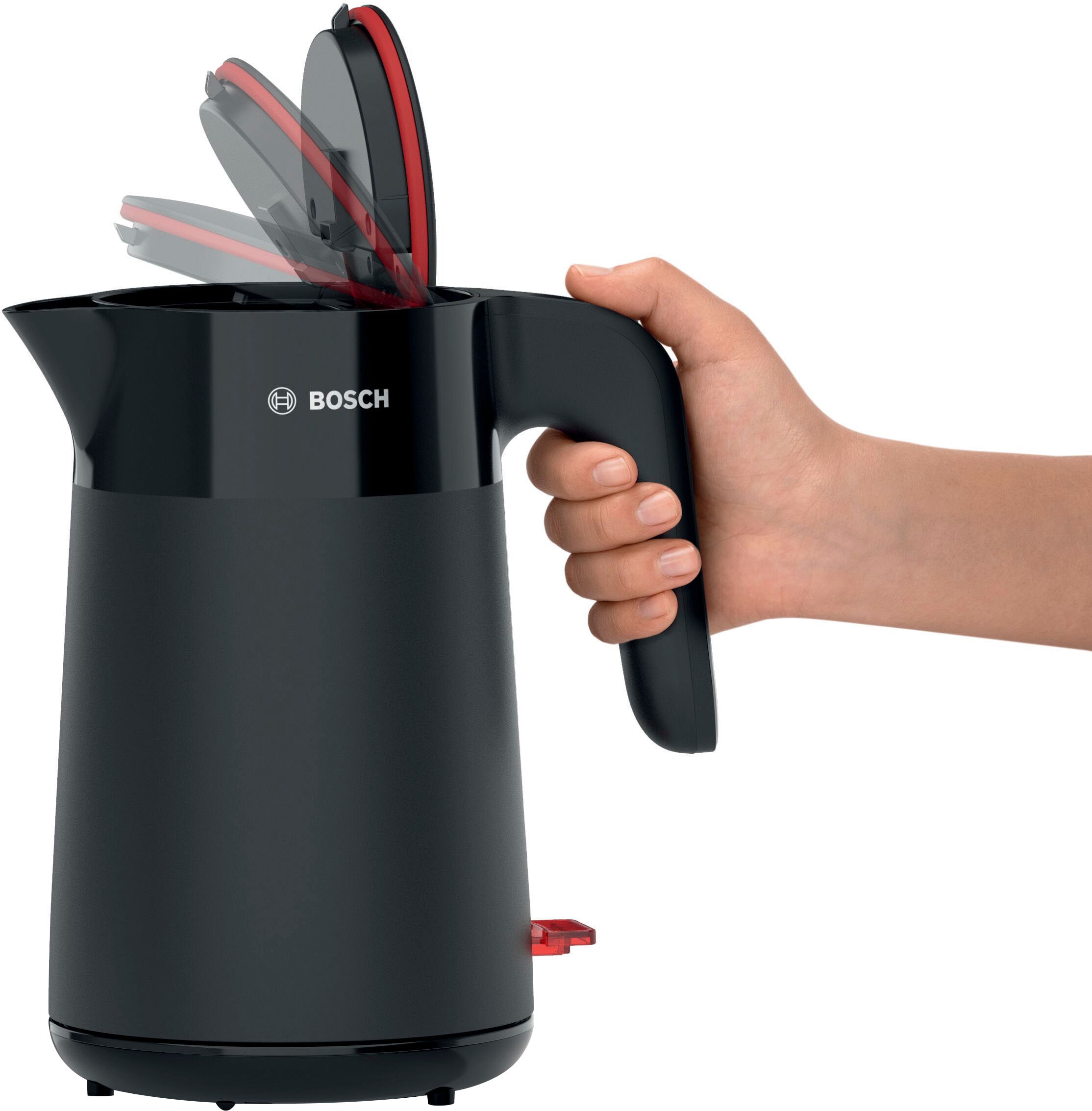 BOSCH Wasserkocher »MyMoment TWK2M163, Abschaltautomatik, Überhitzungschutz, Tassenanzeige«, 1,7 l, 2400 W, Stiftung Warentest Testsieger (2,2) Ausgabe 03/2025, schwarz matt