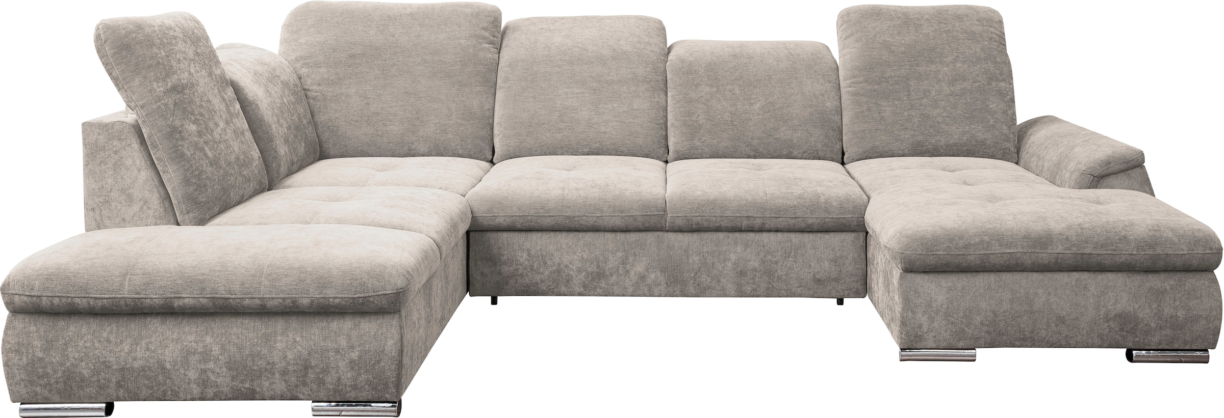 WERK2 Wohnlandschaft »Pula mit Bett & Bettkasten, Kopfteil- & Sitztiefenverstellung, bequem« U-Form, XXL, Schlaffunktion, Bettkasten, verstellbare Kopfteile
