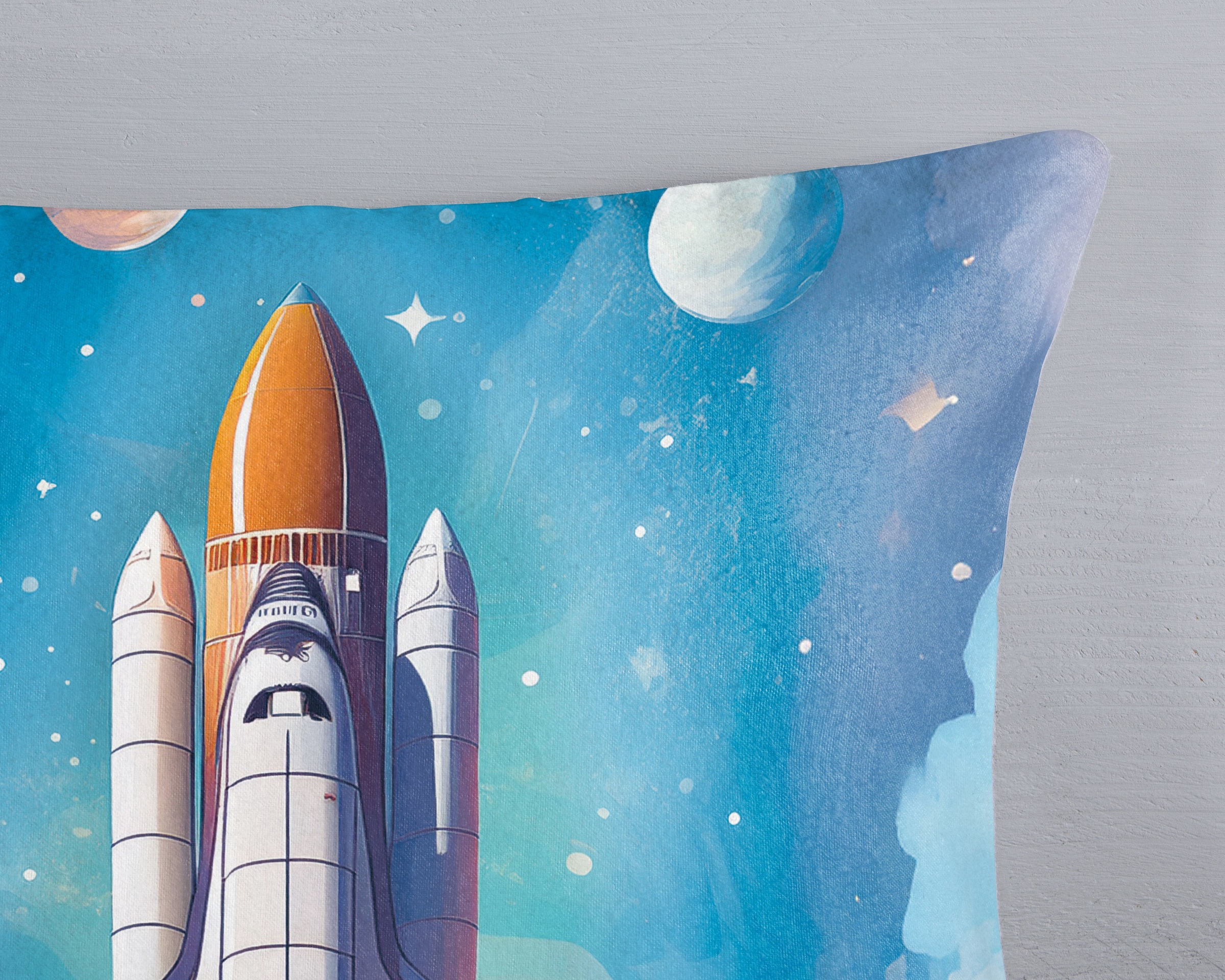 good morning Kinderbettwäsche »Fred« 2 Stk. tlg. Flanell Biber, 135x200, Warm, Reißverschluss, Wende, Weltraum, Rakete