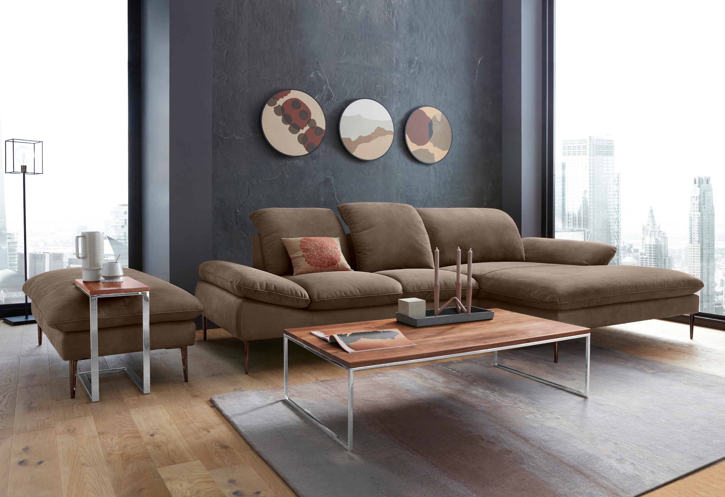 W.SCHILLIG Ecksofa »enjoy&MORE, Designsofa, bequem, zeitlos und elegant, L-Form«, Sitztiefenverstellung, Füße bronze pulverbeschichtet, Breite 310 cm