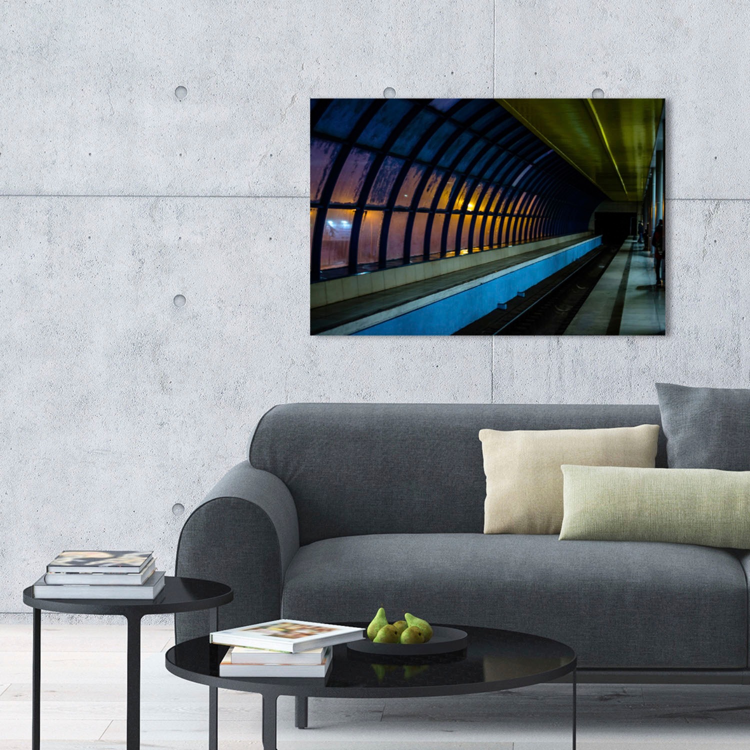 queence Acrylglasbild "Bahngleis", Kunst-Züge-Zugbilder-Städte-Gebäude, Fin günstig online kaufen
