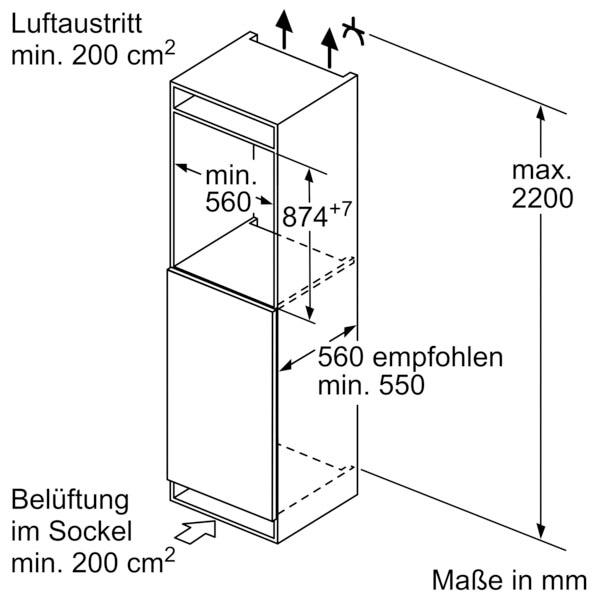 BOSCH Einbaukühlschrank »KIR21ADD1«, KIR21ADD1, 87,4 cm hoch, 55,8 cm breit