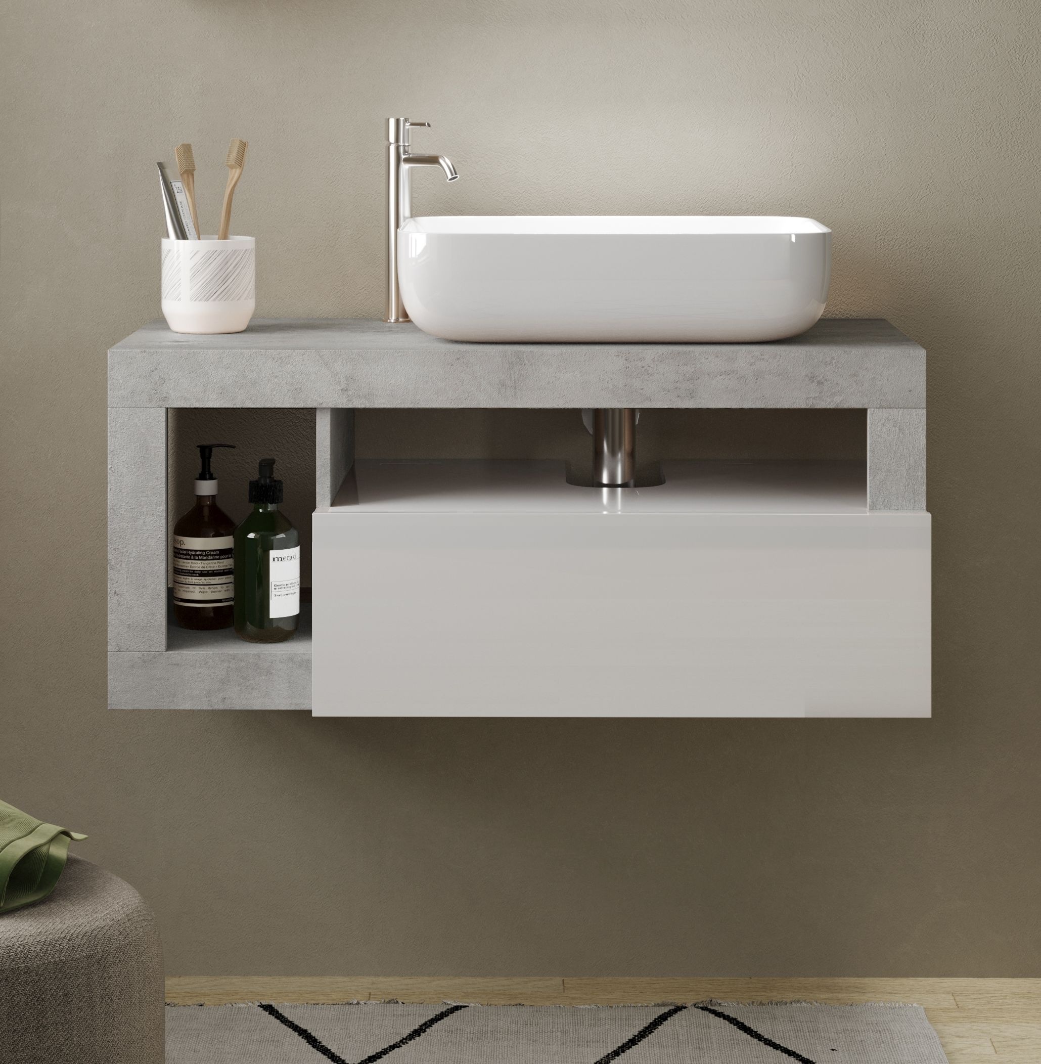 welltime Waschtisch "Hamburg" 1 Schubkasten, Breite 92 cm, Soft-Close, inkl günstig online kaufen