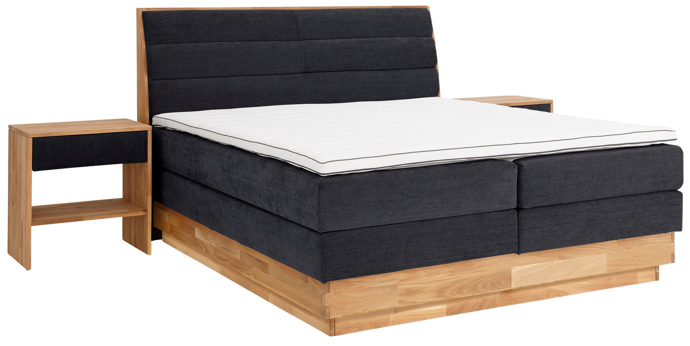 OTTO products Boxspringbett »Jenna«, ohne LED-Beleuchtung, mit zertifizierten, recycelten Bezugsstoffen