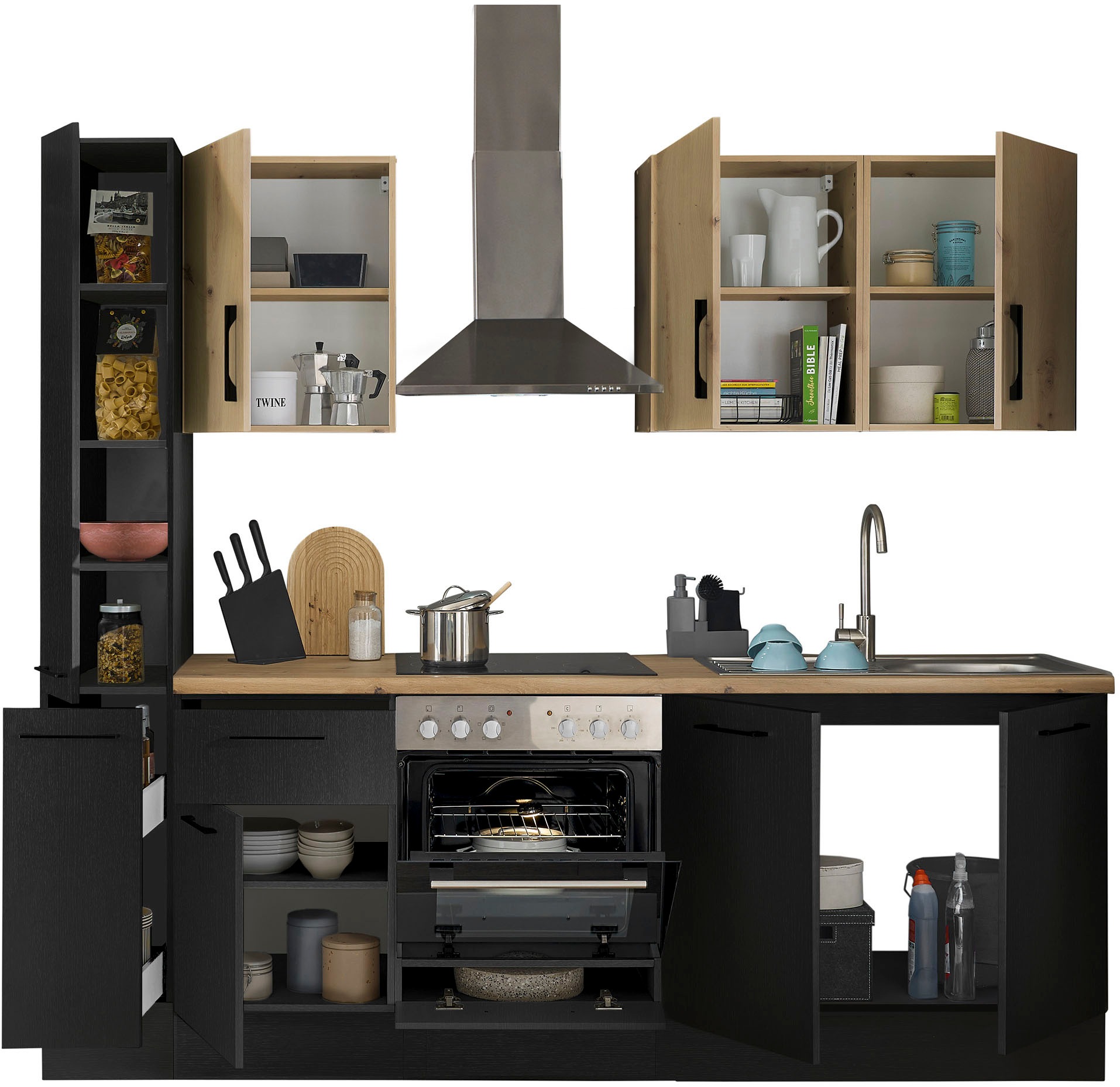 BASIC by Balculina Küchenzeile »Turin«, Breite 240 cm, wahlweise mit E-Geräten