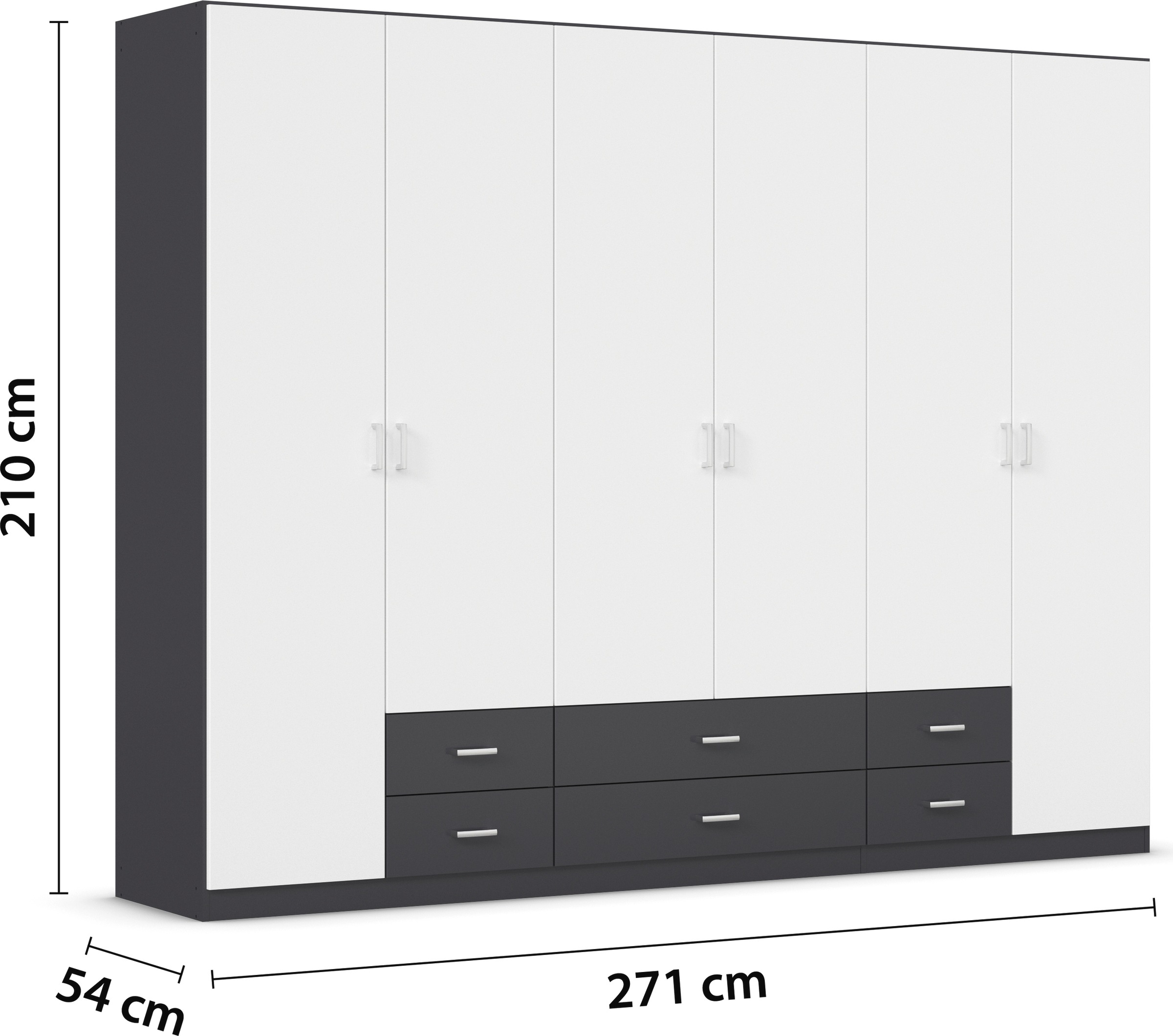 rauch Drehtürenschrank »Kleiderschrank Schrank Garderobe Wäscheschrank GAMMA in 3 Breiten«, mit 6 Schubladen, in schlichtem Design TOPSELLER MADE IN GERMANY
