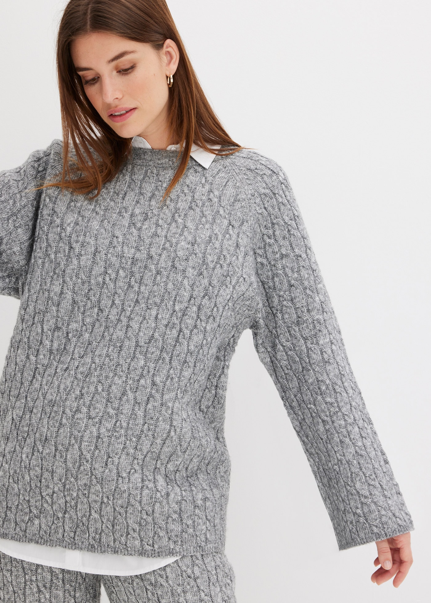bonprix Strickpullover »Oversize-Pullover mit Zopfmuster« mit Zopfmuster