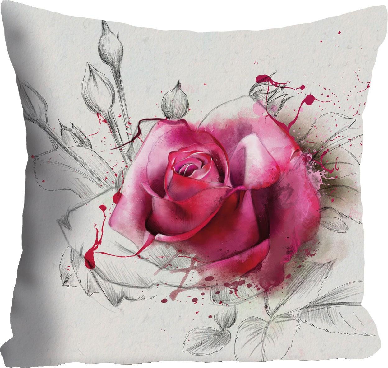 queence Dekokissen »Rosenblüte«, Kissenhülle ohne Füllung, 1 Stück günstig online kaufen