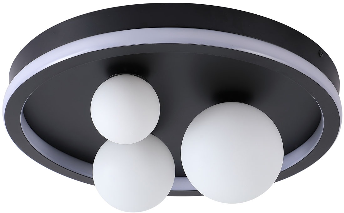 Searchlight Deckenleuchte »Trident 3Lt LED Flush, Black Metal and Opal Glass Balls« LED-Modul 1 Stk. Warmweiß