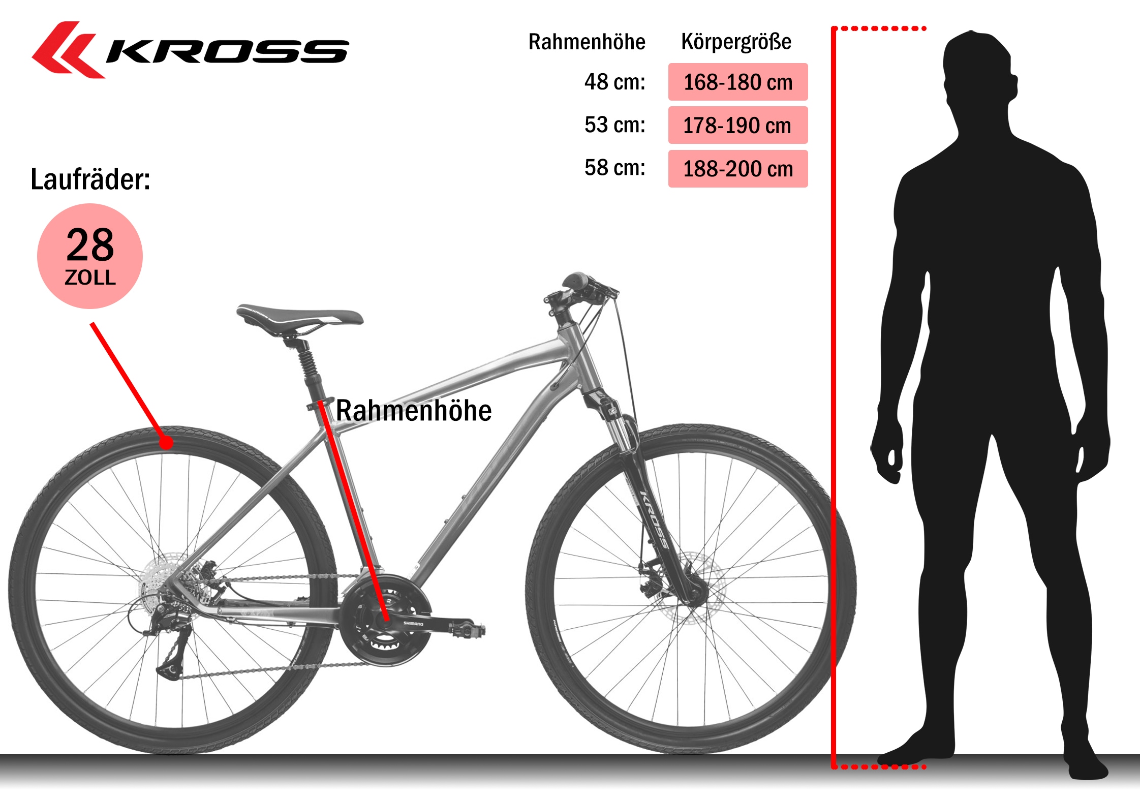 Kross Crossrad »Evado 3.0« 16 Gang Shimano ACERA M3020 Schaltwerk Kettenschaltung