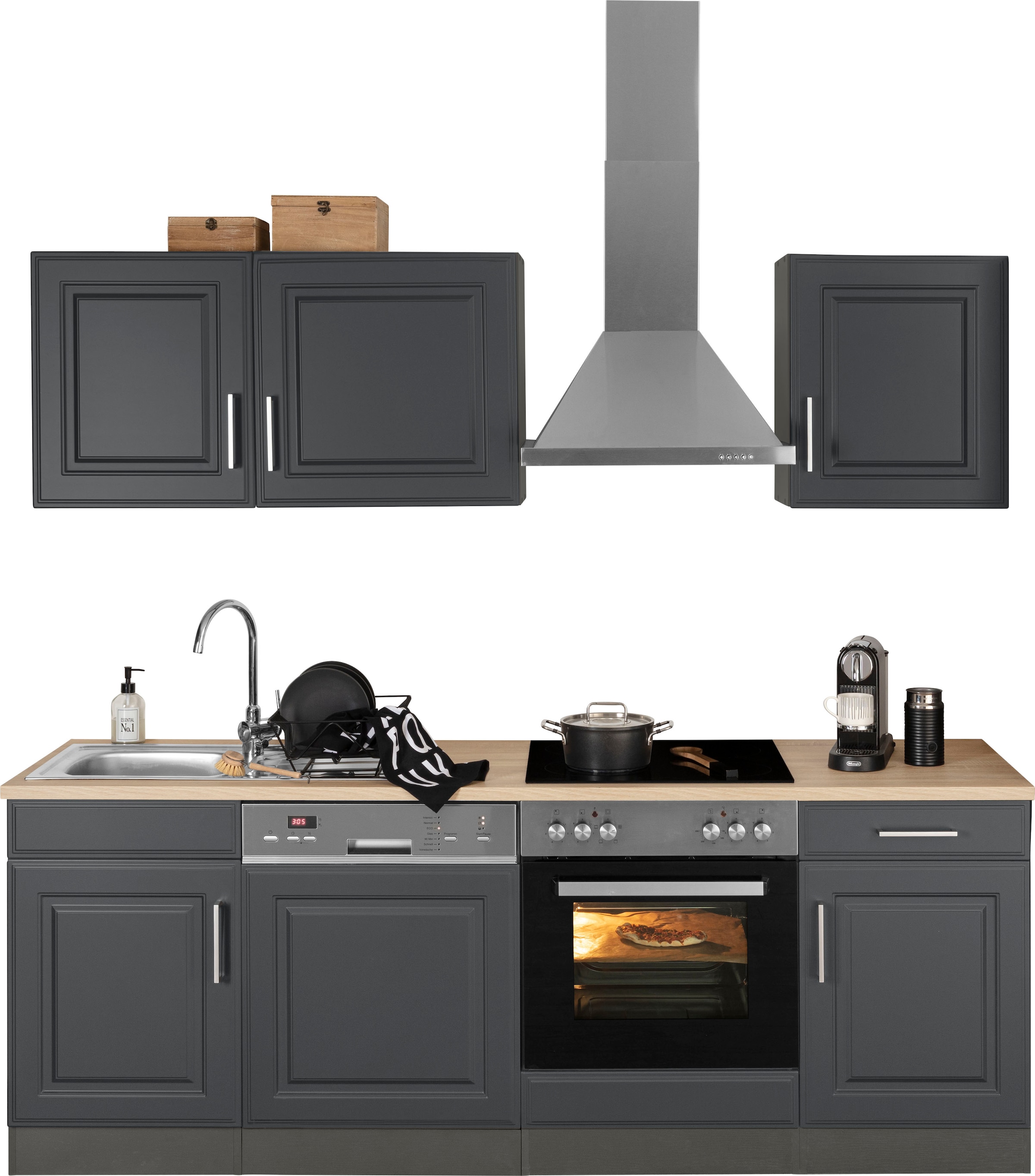 HELD MÖBEL Küchenzeile »Stockholm«, Breite 220 cm, mit hochwertigen MDF Fro günstig online kaufen
