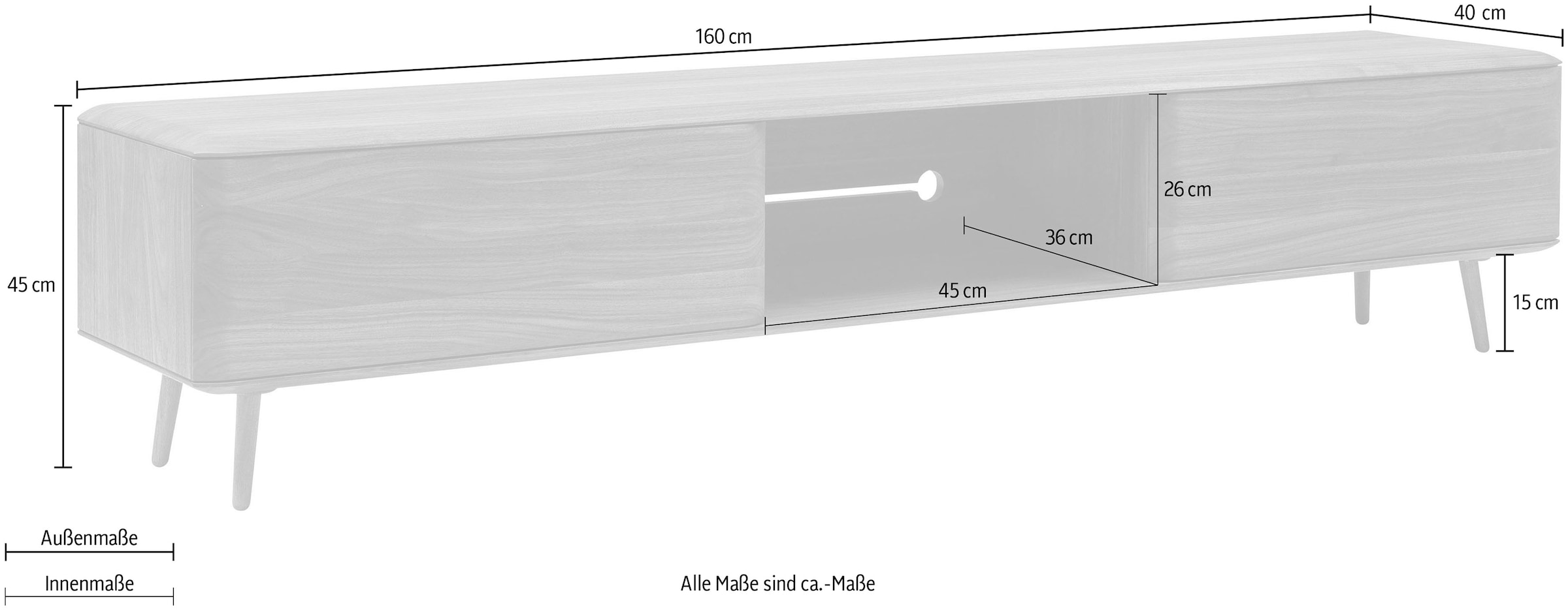 whiteoak Lowboard, extravagantes Design in hochwertiger Qualität