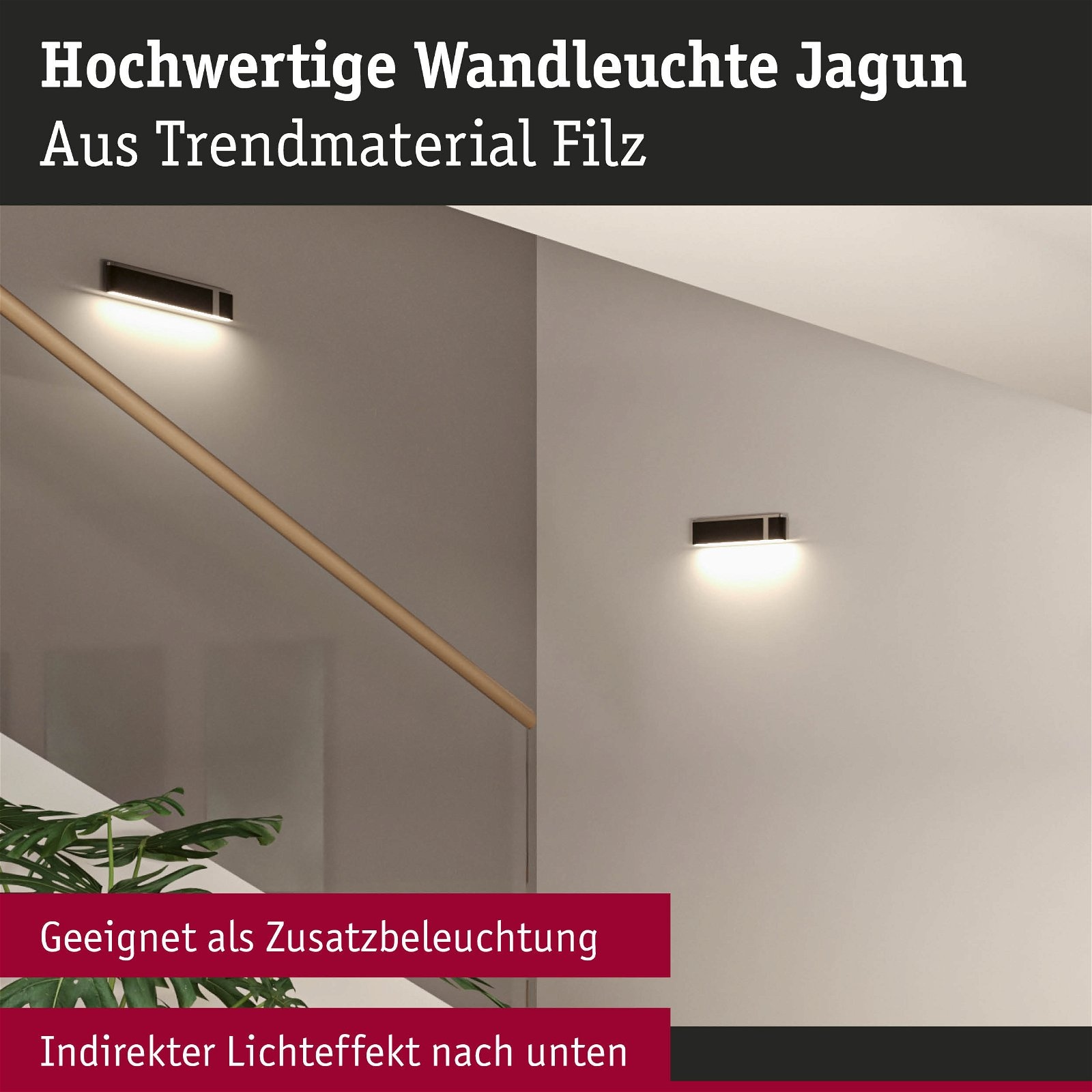 Paulmann LED Wandleuchte »Jagun 2700K 1250lm 230V 18W Anthrazit«, 1 flammig, 3-Step-Dim