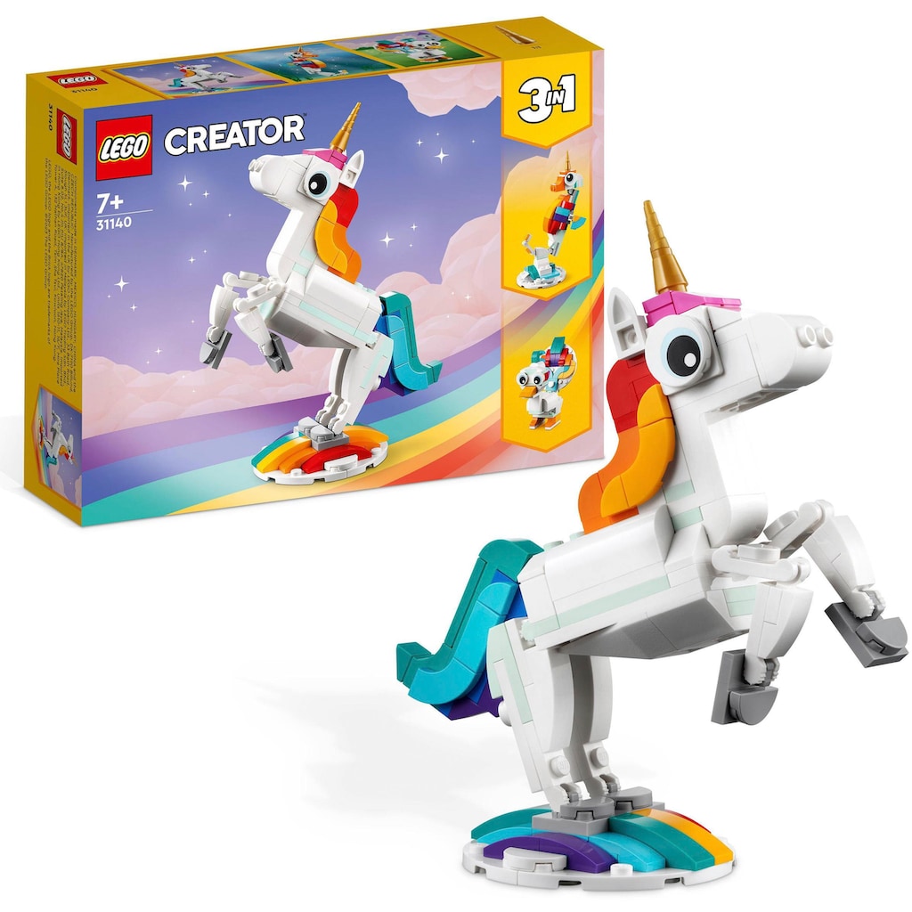 LEGO® Konstruktionsspielsteine »Magisches Einhorn (31140), LEGO® Creator 3in1«, (145 St.)