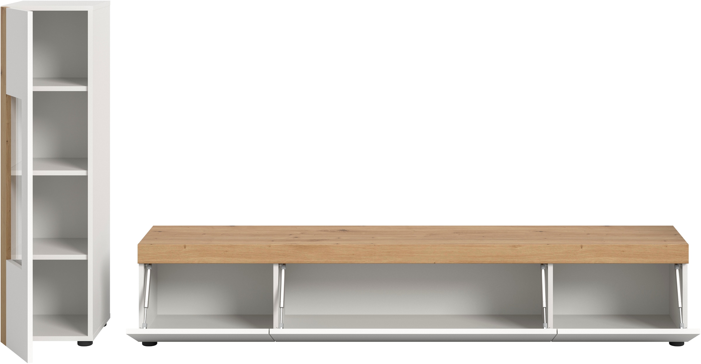 INOSIGN Wohnwand »Svala, Breite 180 cm, Wohnkombination«, (Set, 2 St.), stehend u. hängend montierbar,Vitrinenschrank, Lowboard