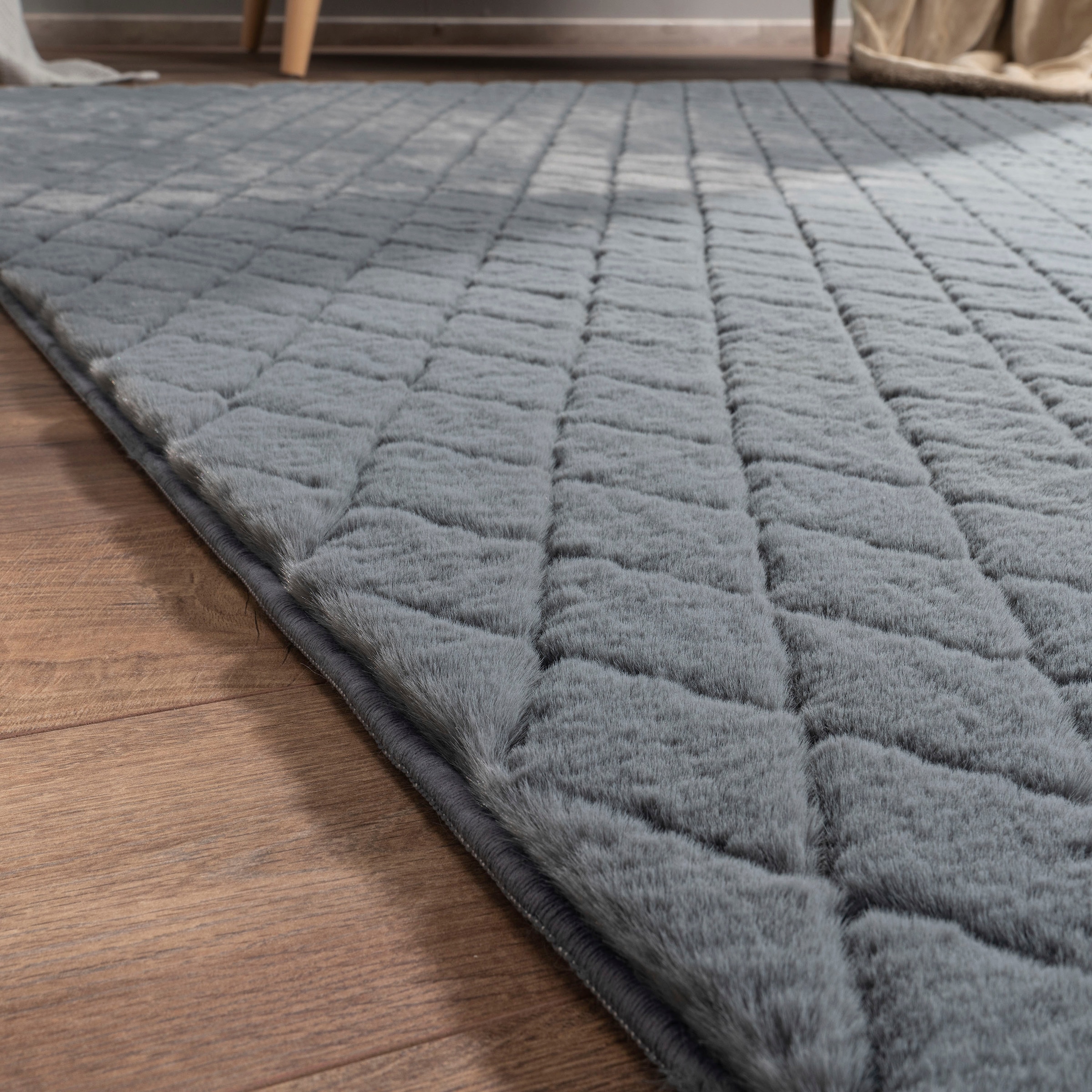 Paco Home Hochflor-Teppich »Arnheim 742«, rechteckig, 26 mm Höhe, Uni Farben, Rauten Muster, besonders weich, Hoch-Tief Effekt