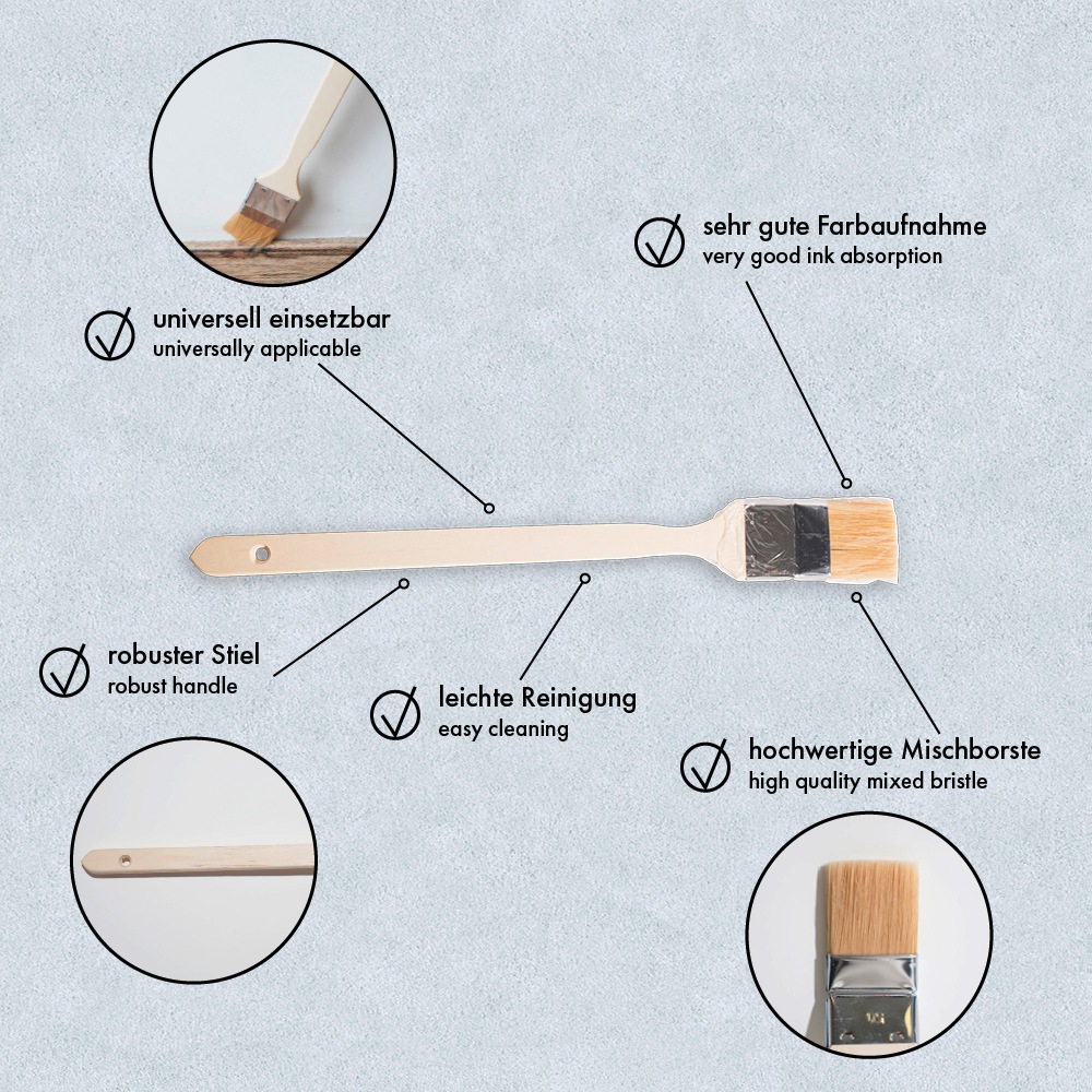 A.S. Création Heizkörperpinsel »Eckenpinsel« Holzgriff, Mischborsten, 50 mm breit