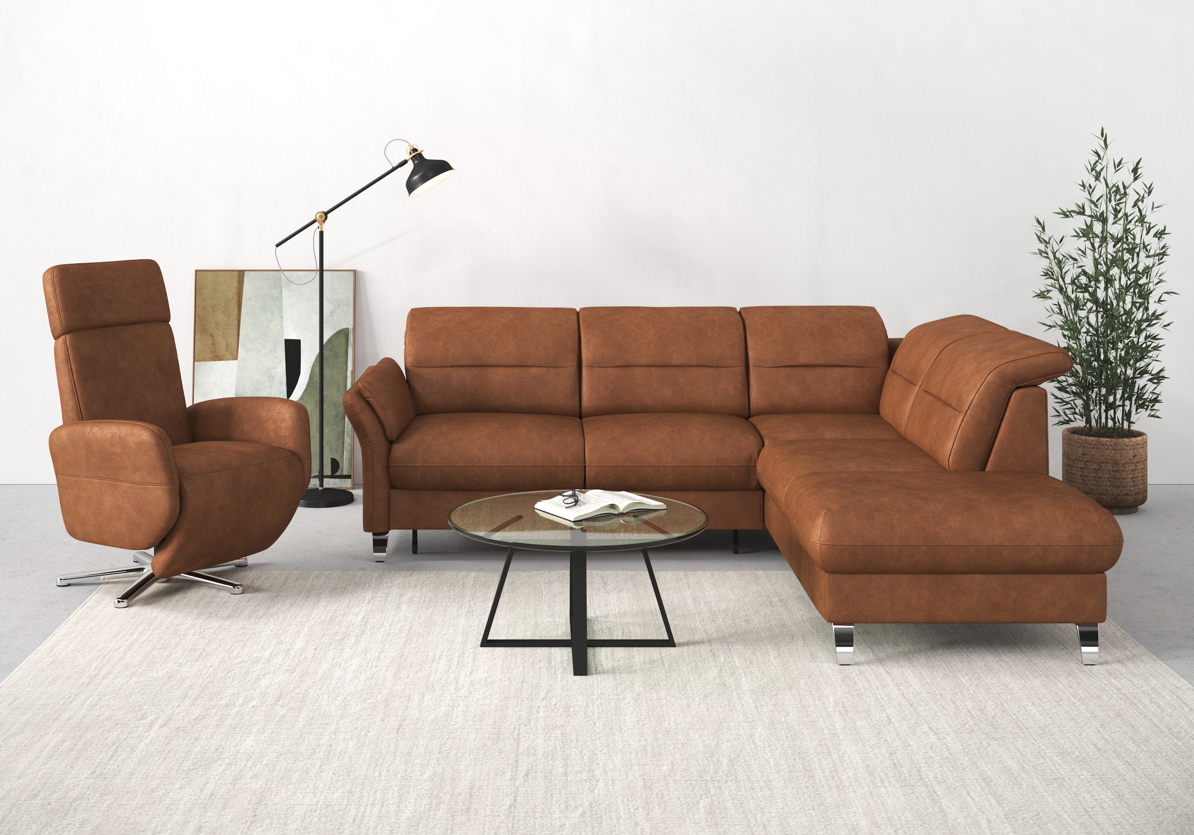 sit&more Ecksofa »Grenoble L-Form mit Federkern«, wahlweise mit Bettfunktio günstig online kaufen