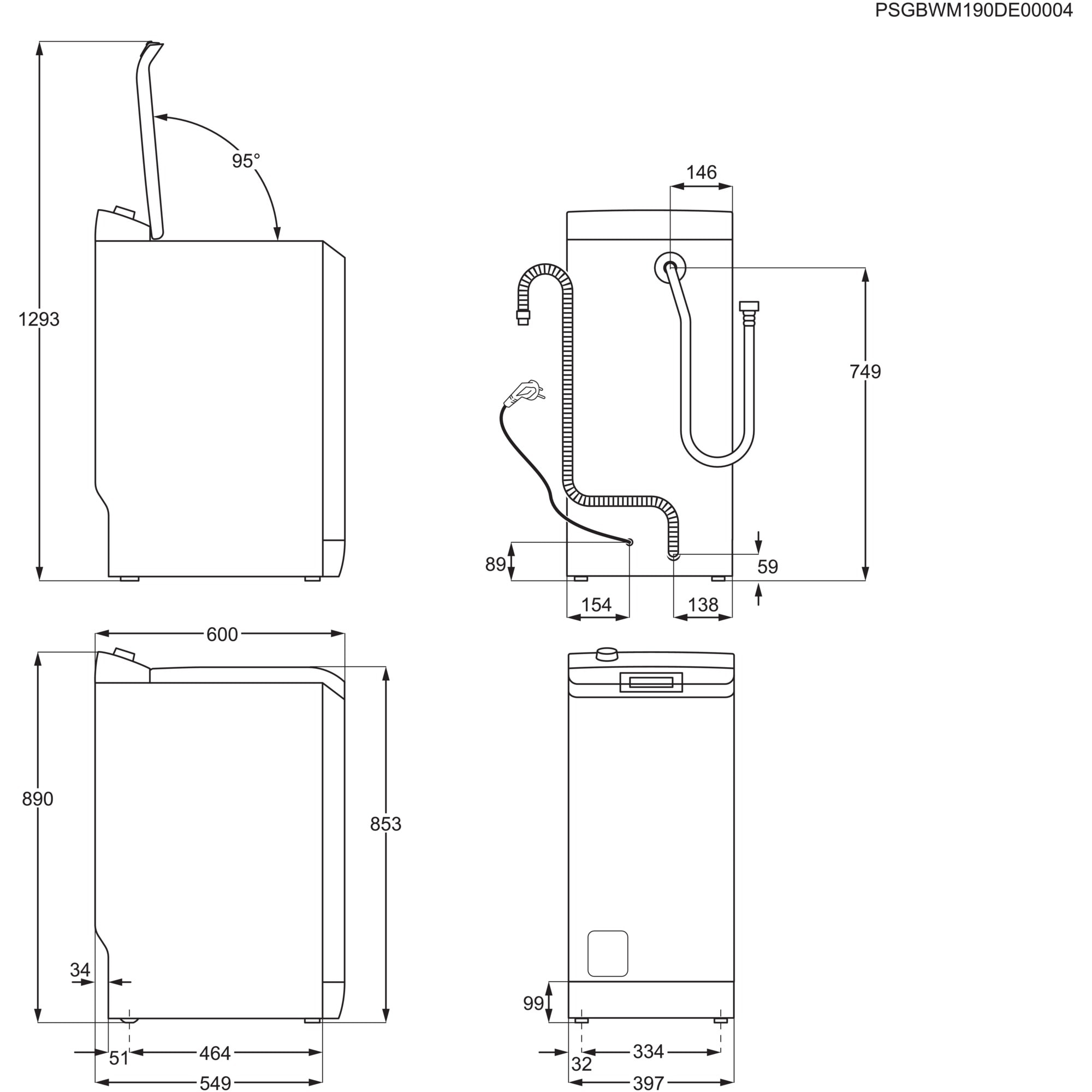 AEG Waschmaschine Toplader 8000 PowerCare® »LTR8A80370« 6 kg 1300 U/min PowerClean: Vollständige Fleckenentfernung in 59 Min. bei nur 30 °C