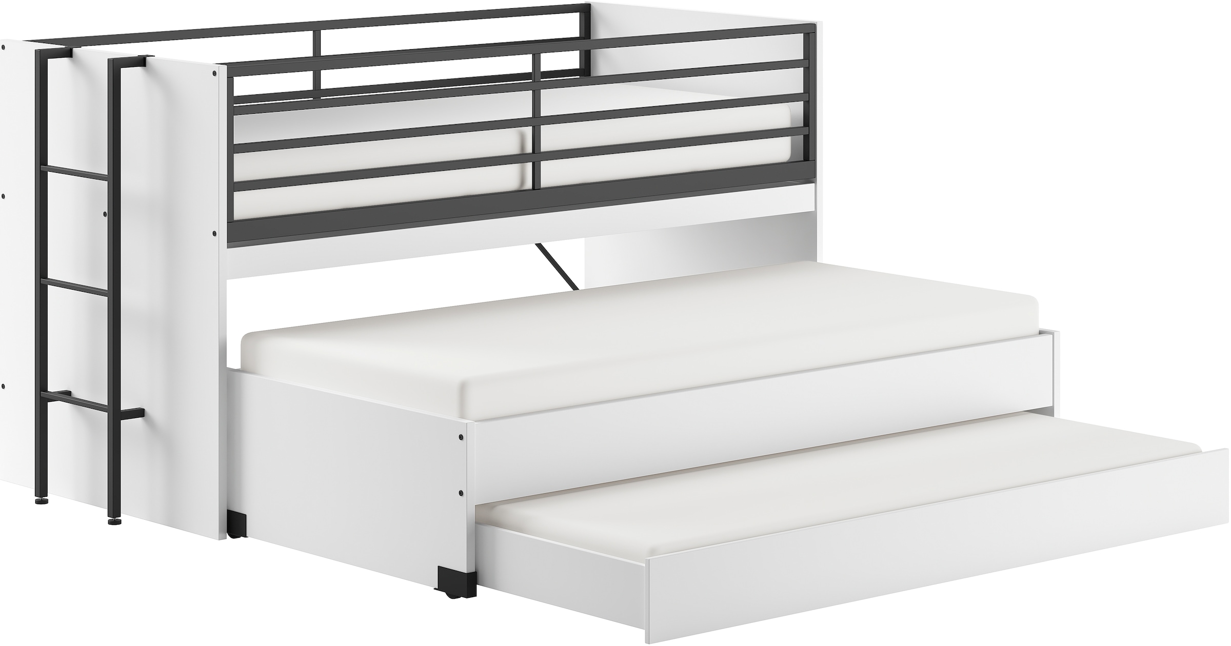 Home affaire Etagenbett, (Made in Europe), für kleine Räume, 2 Liegefl., Bettschublade, inkl. Schreibtisch, Dekor