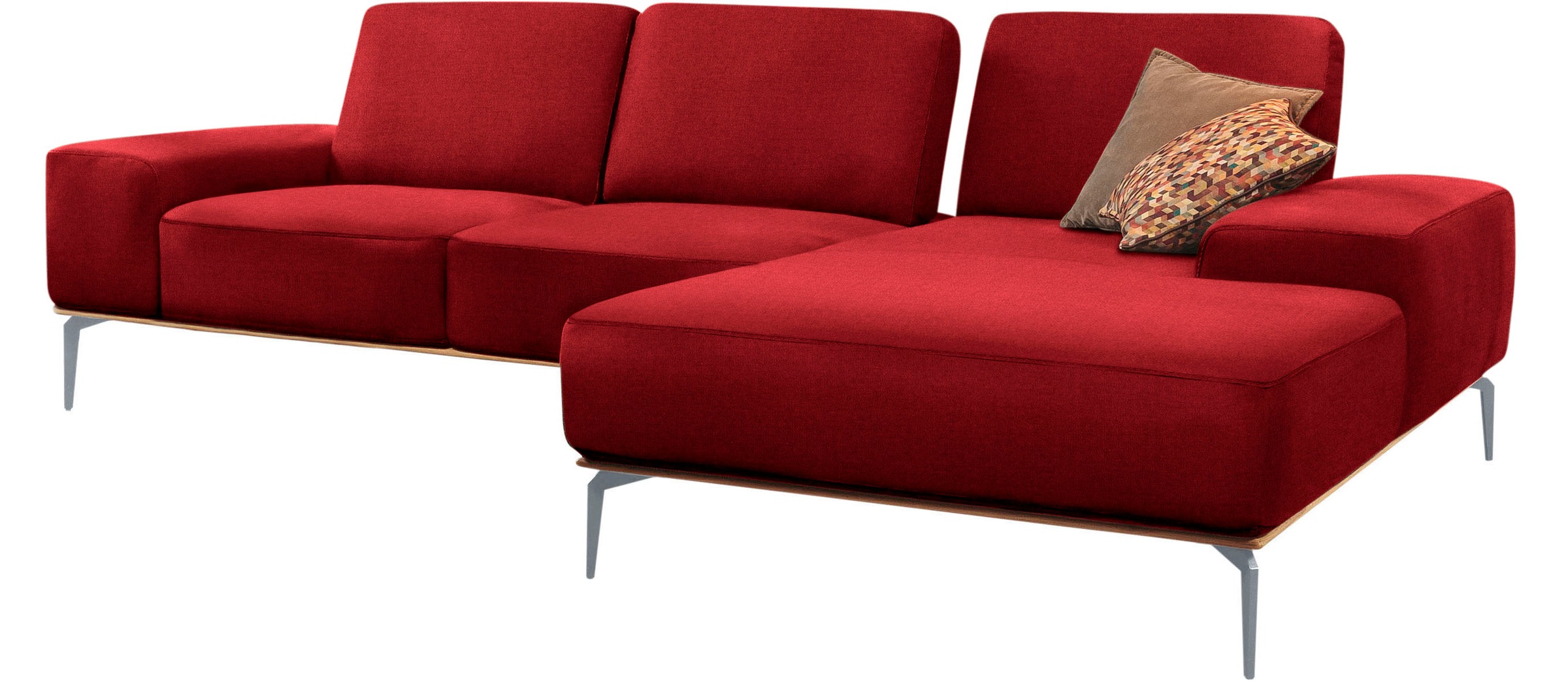 W.SCHILLIG Ecksofa »run, Designsofa mit tollem Sitzkomfort, bequem, L-Form«, mit elegantem Holzsockel, Füße in Silber matt, Breite 299 cm