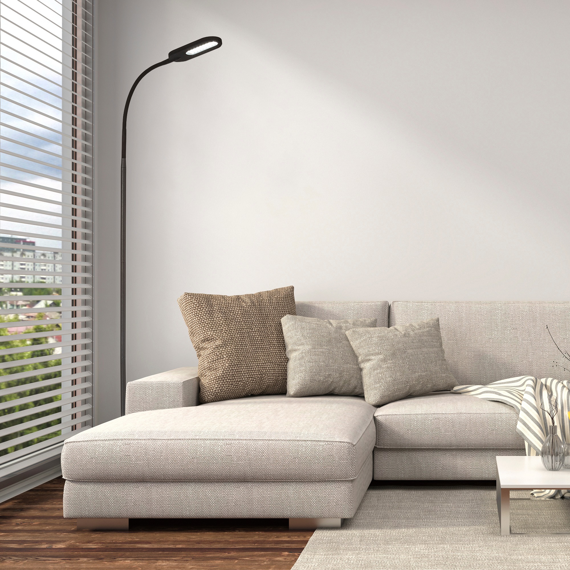 B.K.Licht LED Stehlampe, 1 x LED-Platine 8 Watt, 600lm, Farbtemperatur einstellbar 3.000K / 4.000K / 6.500K über Touchschalter 